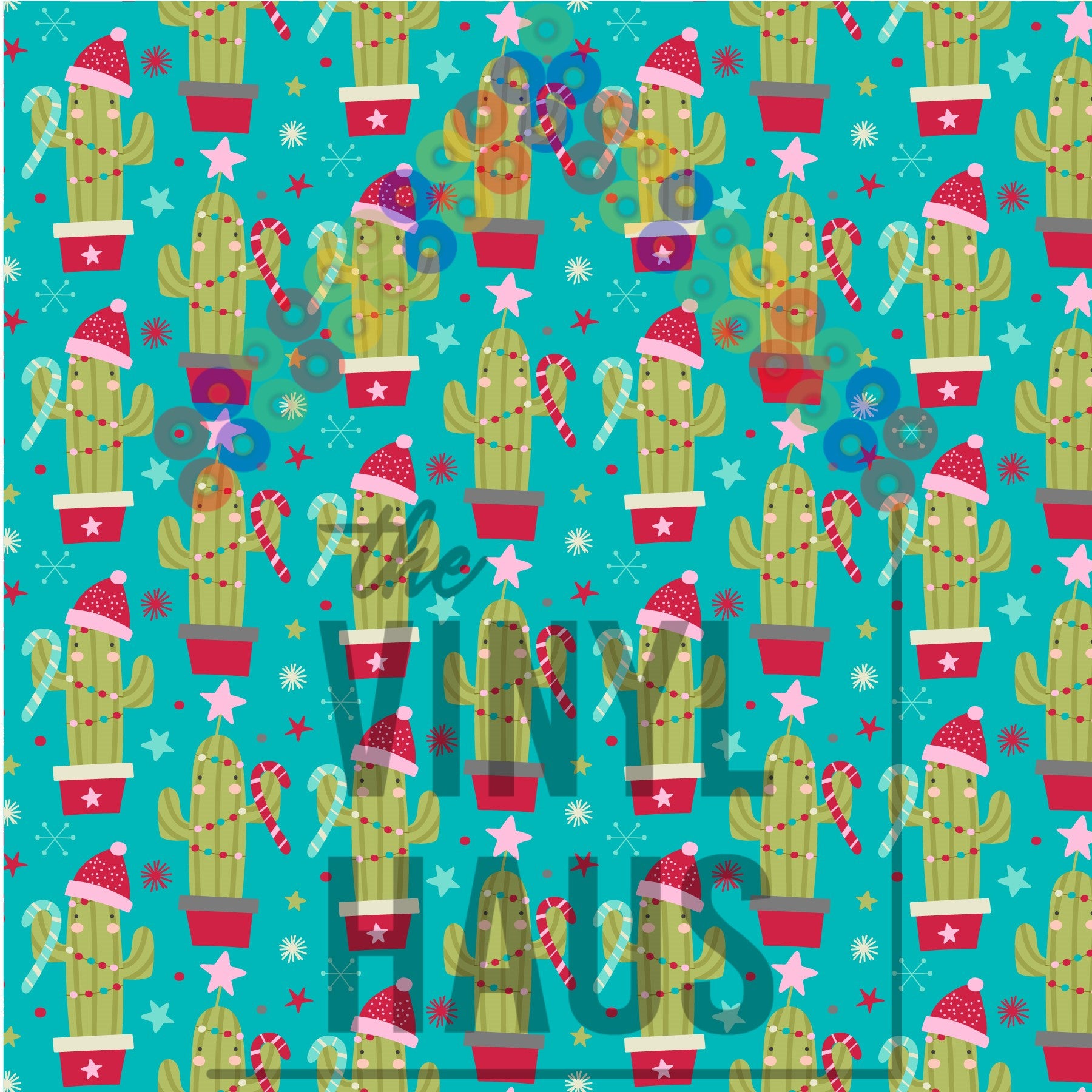 Christmas Cactus Pattern Vinyl 12" x 12" - The Vinyl Haus