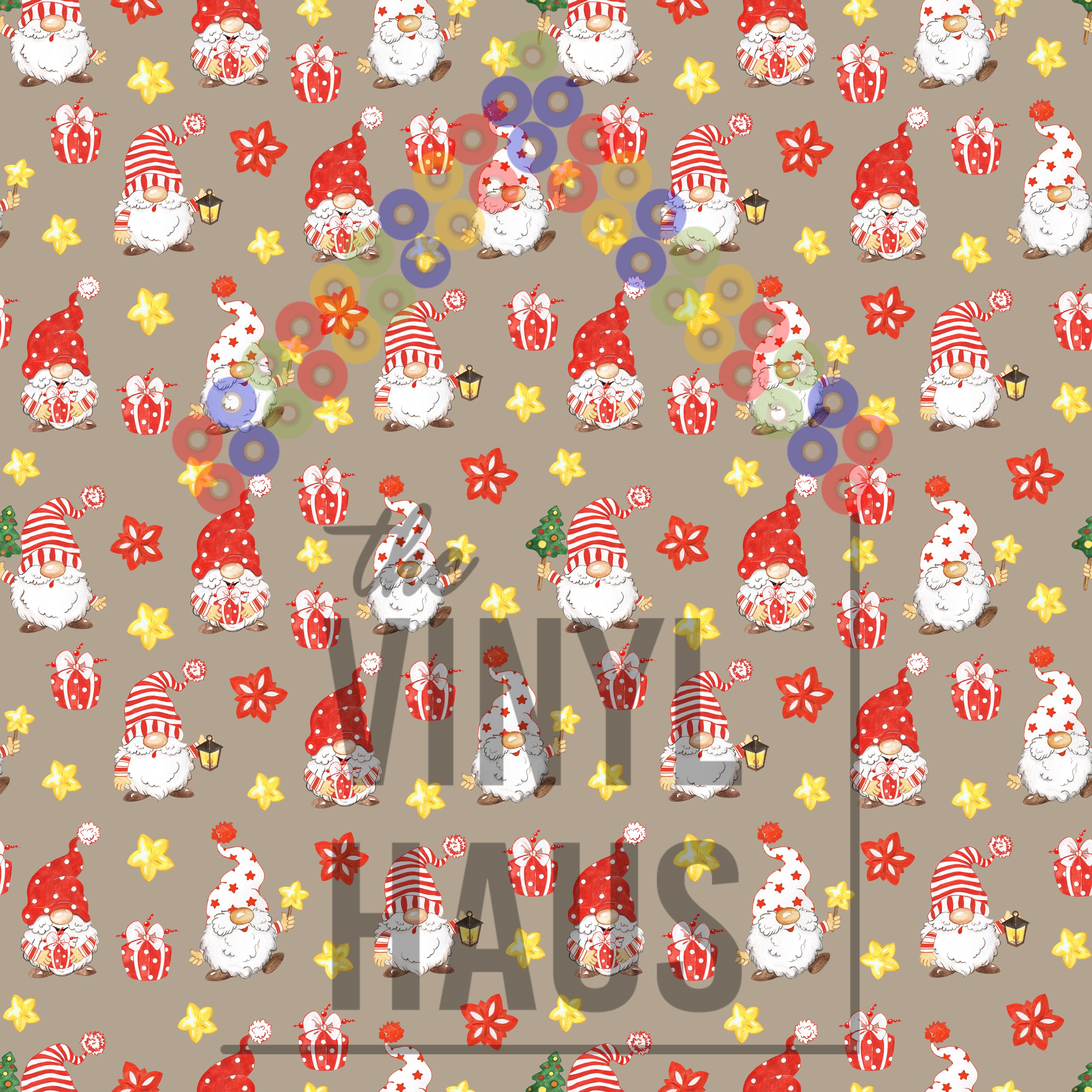 Christmas Gnomes With Presents Pattern Vinyl 12" x 12" - The Vinyl Haus