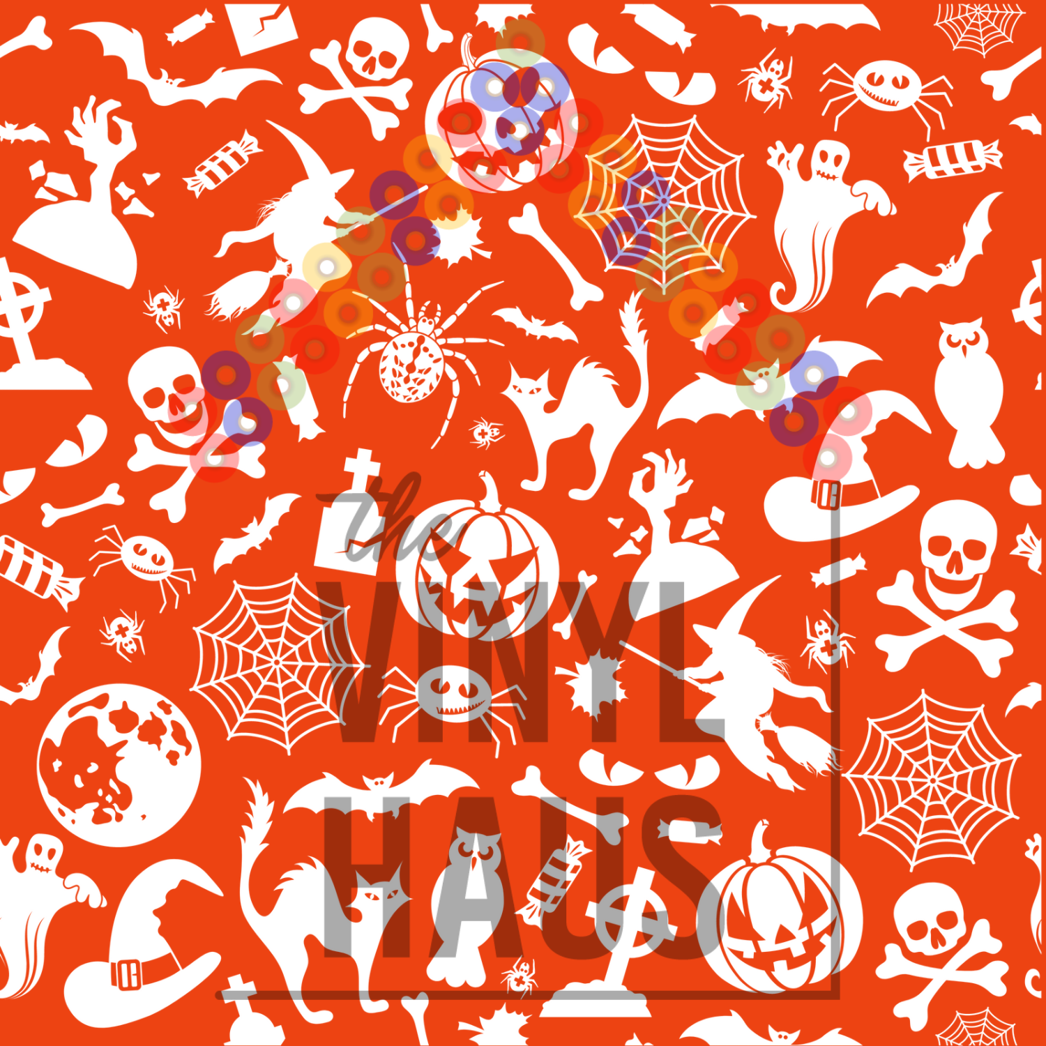 All Things Halloween Orange Background Pattern Vinyl 12" x 12" - The Vinyl Haus