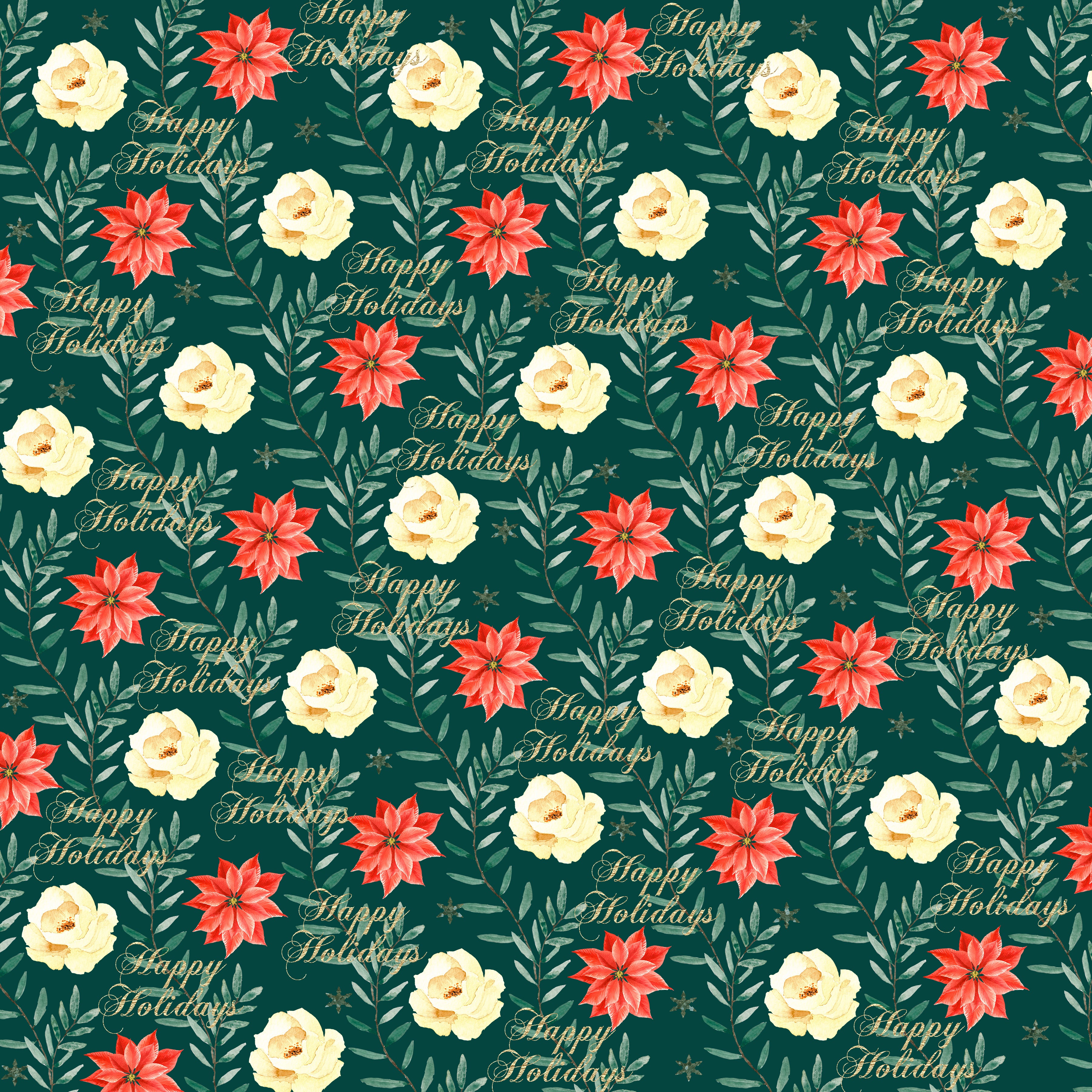 Christmas Poinsettia Pattern Vinyl 12" x 12" - The Vinyl Haus