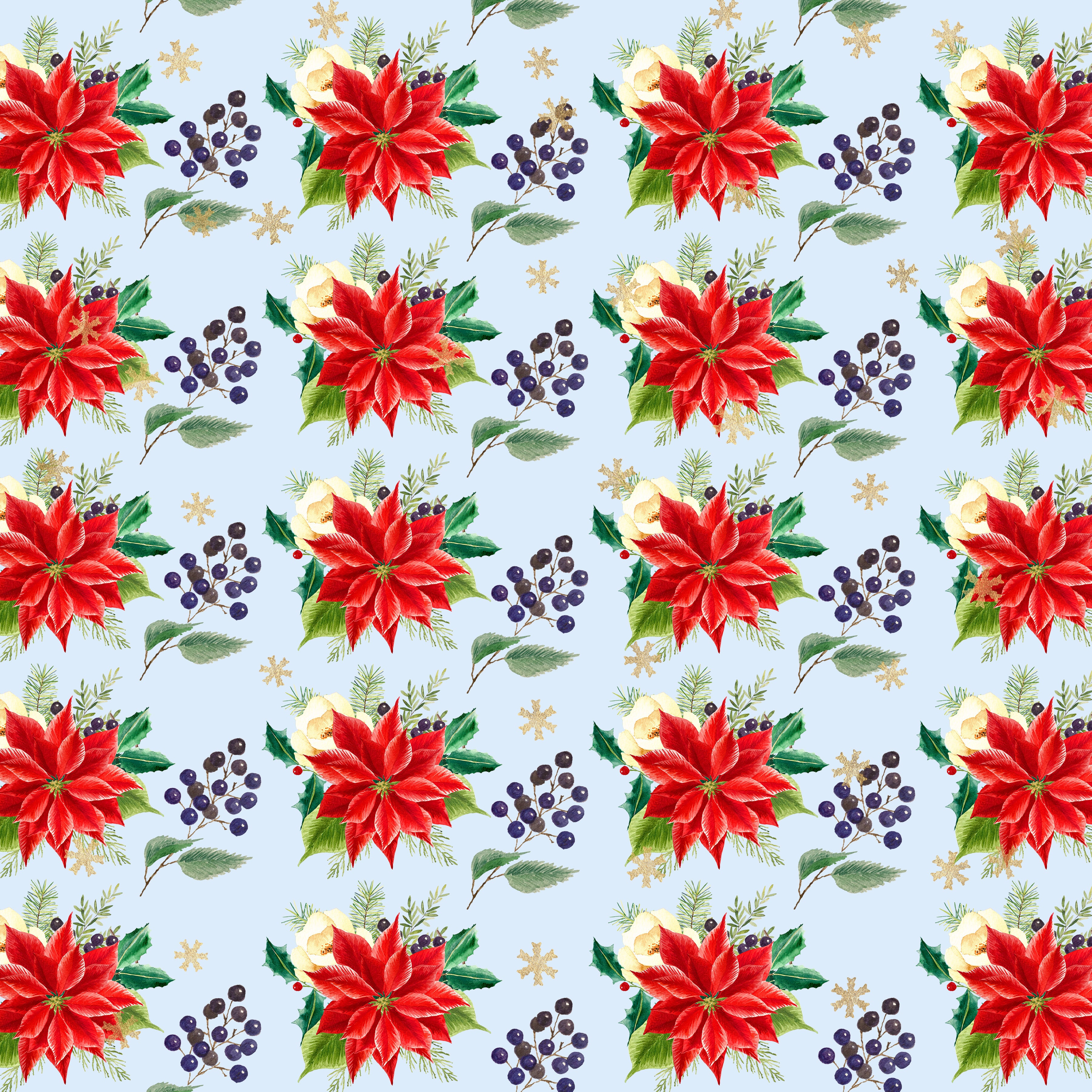 Christmas Poinsettia Pattern Vinyl 12" x 12" - The Vinyl Haus