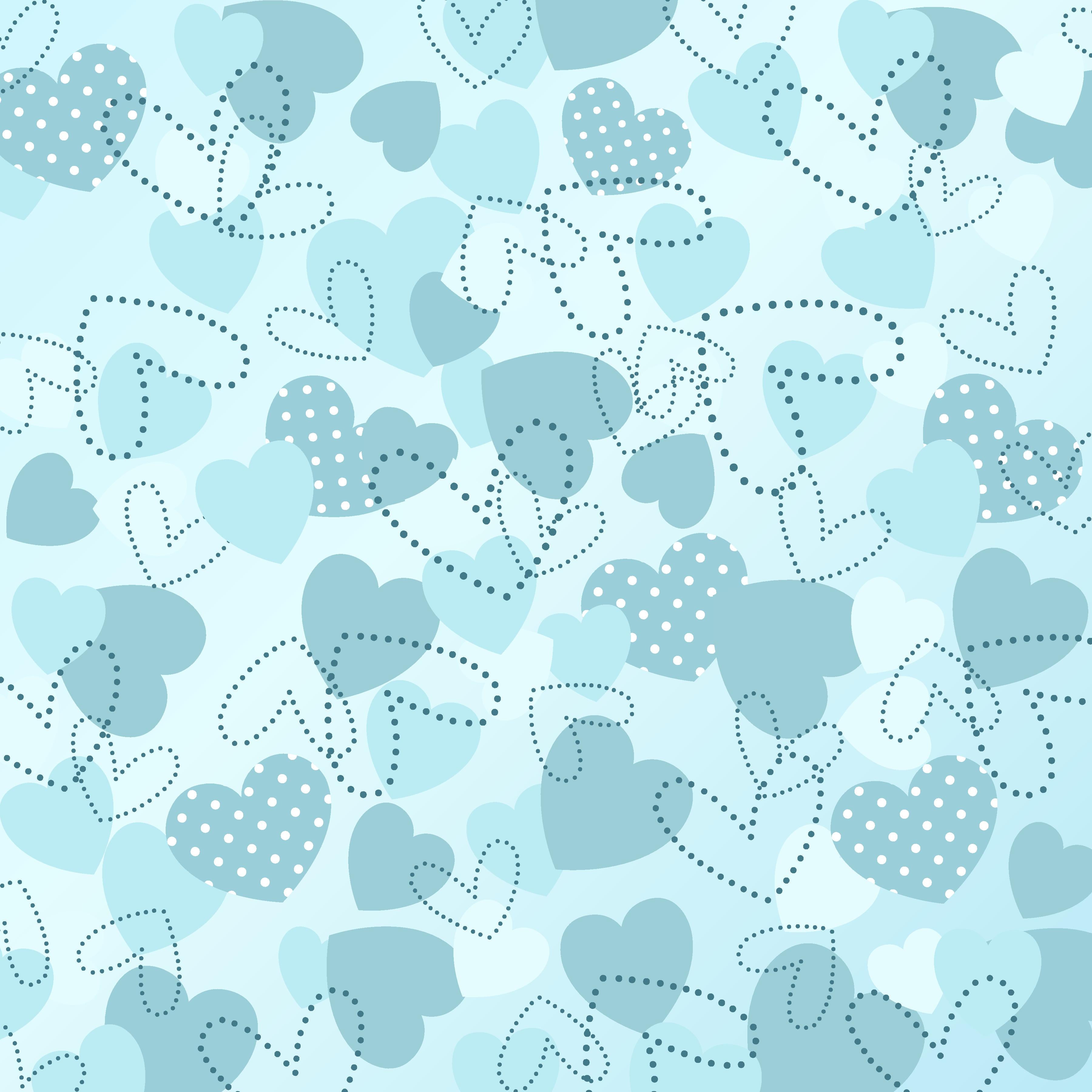 Pastel Turquoise Hearts Pattern Vinyl 12" x 10" - The Vinyl Haus