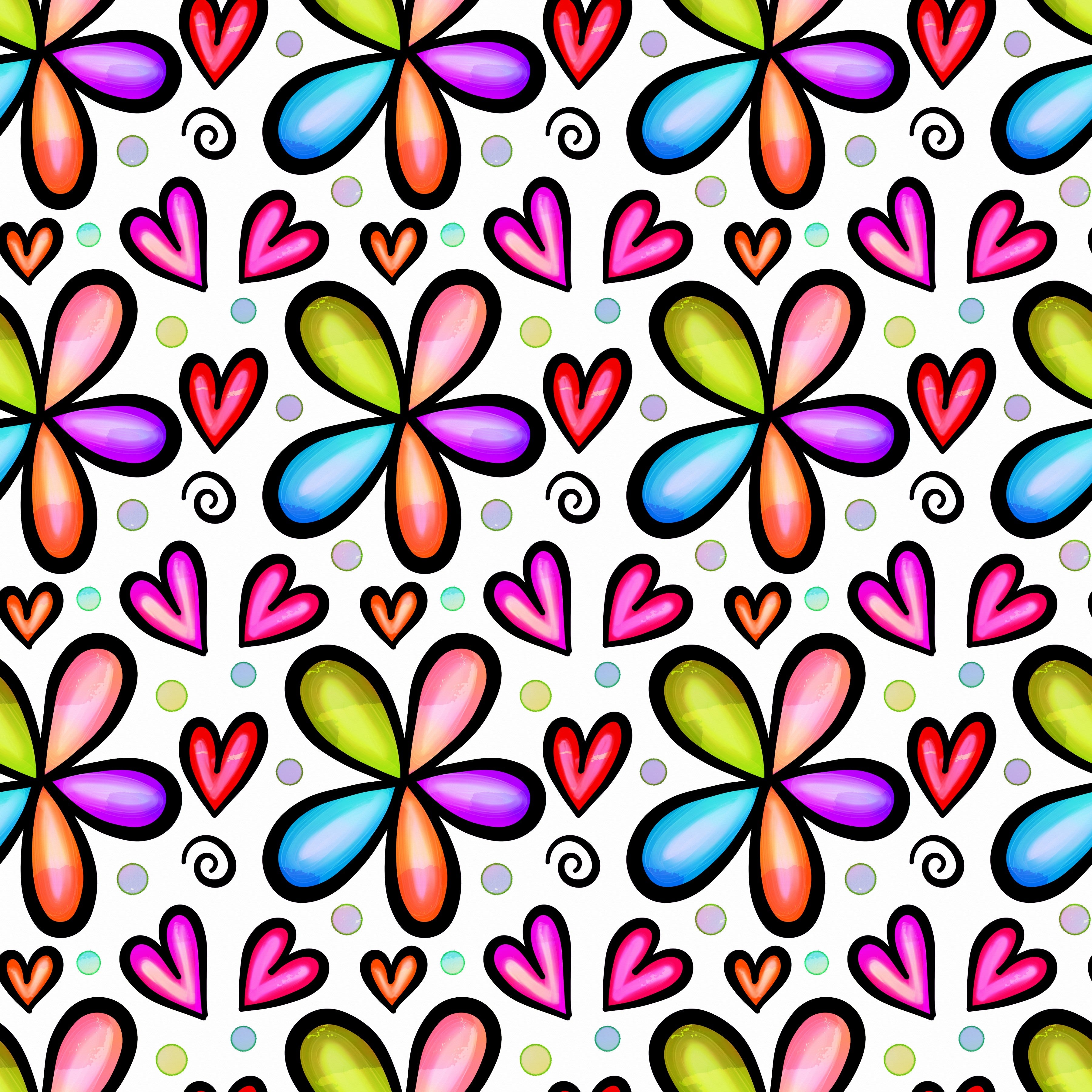 Doodle Hearts and Flowers Pattern Vinyl 12" x 12" - The Vinyl Haus