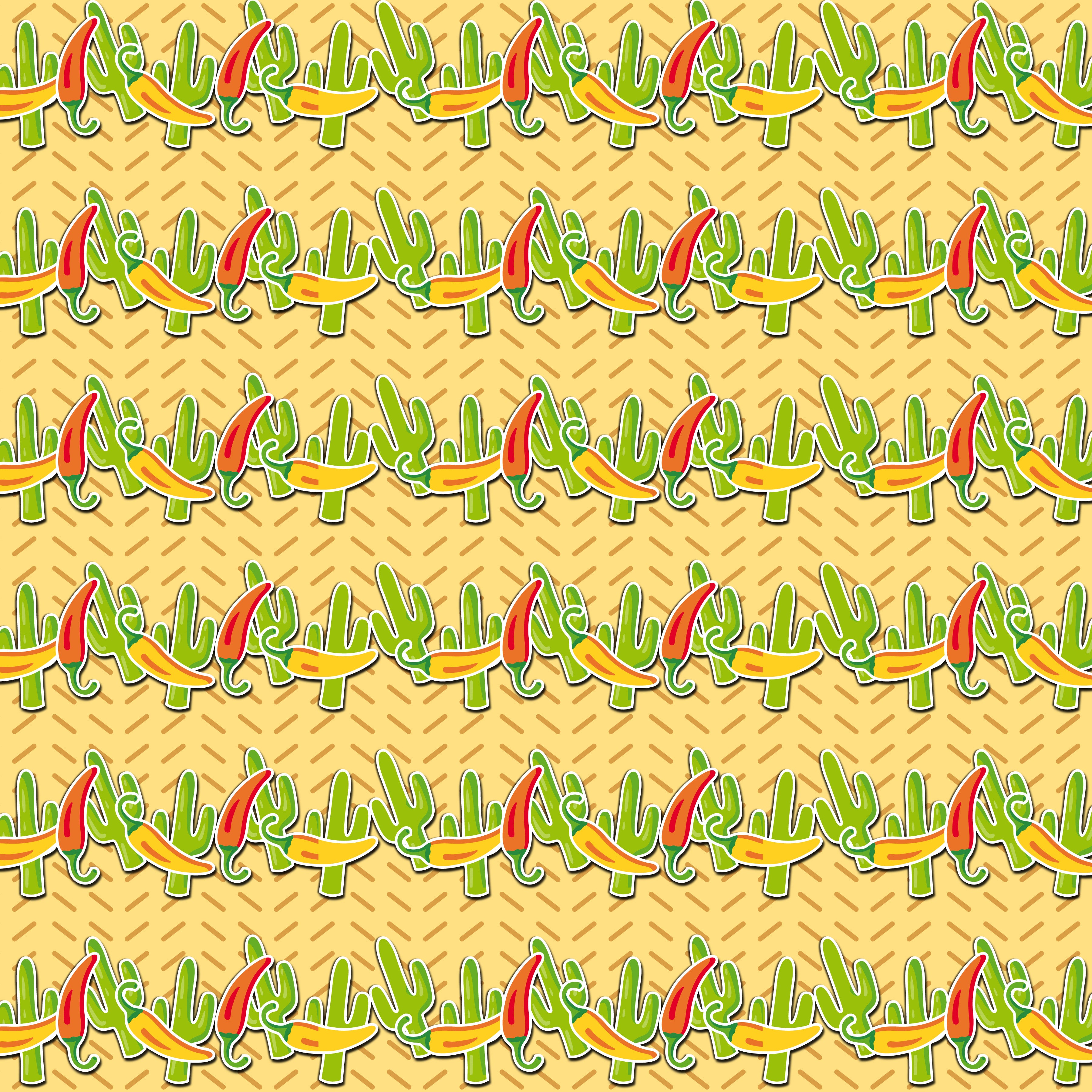 Cinco de Mayo Cactus and Peppers Pattern Vinyl 12" x 12" - The Vinyl Haus