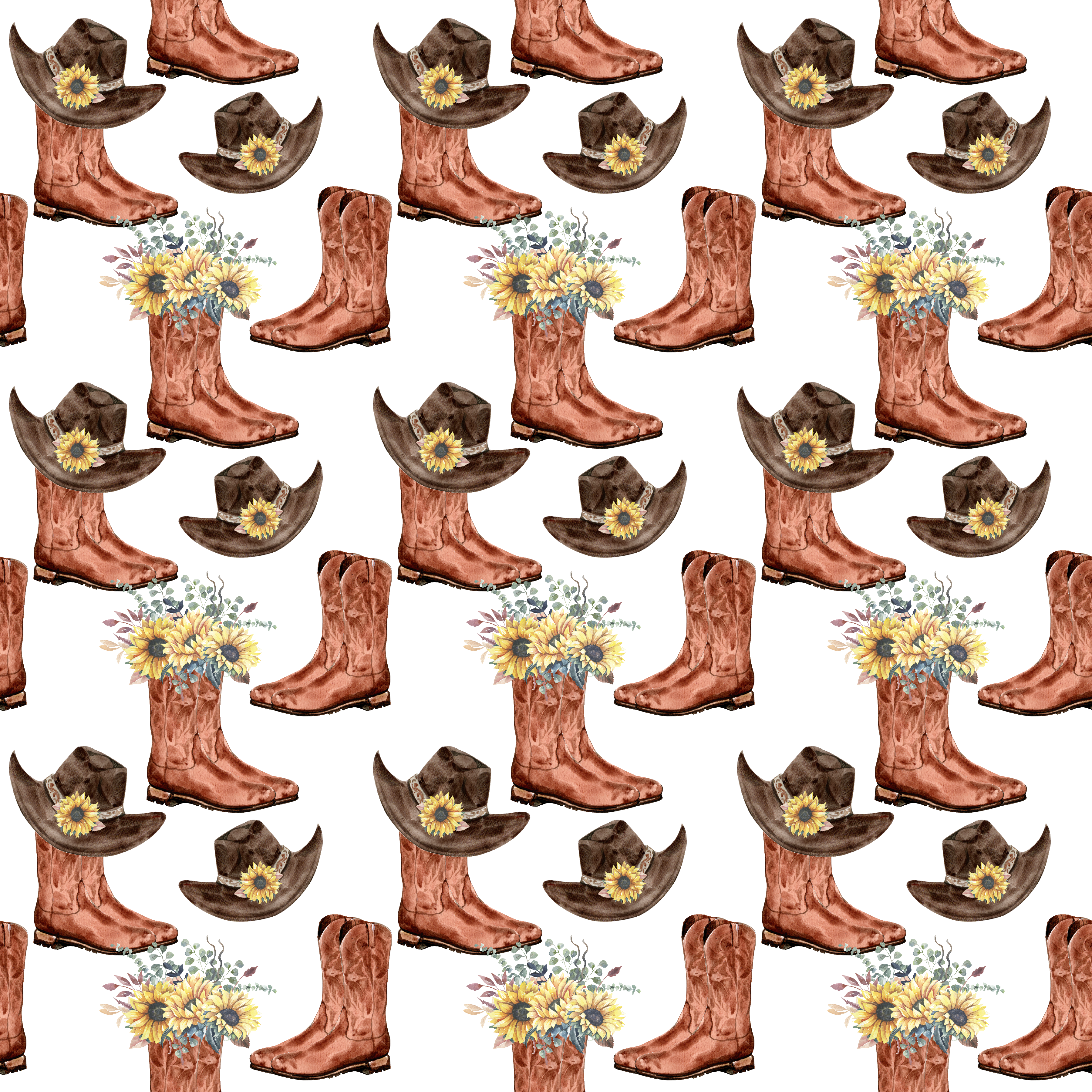 Cowboy Boots and Sunflowers Pattern Vinyl 12" x 12" - The Vinyl Haus