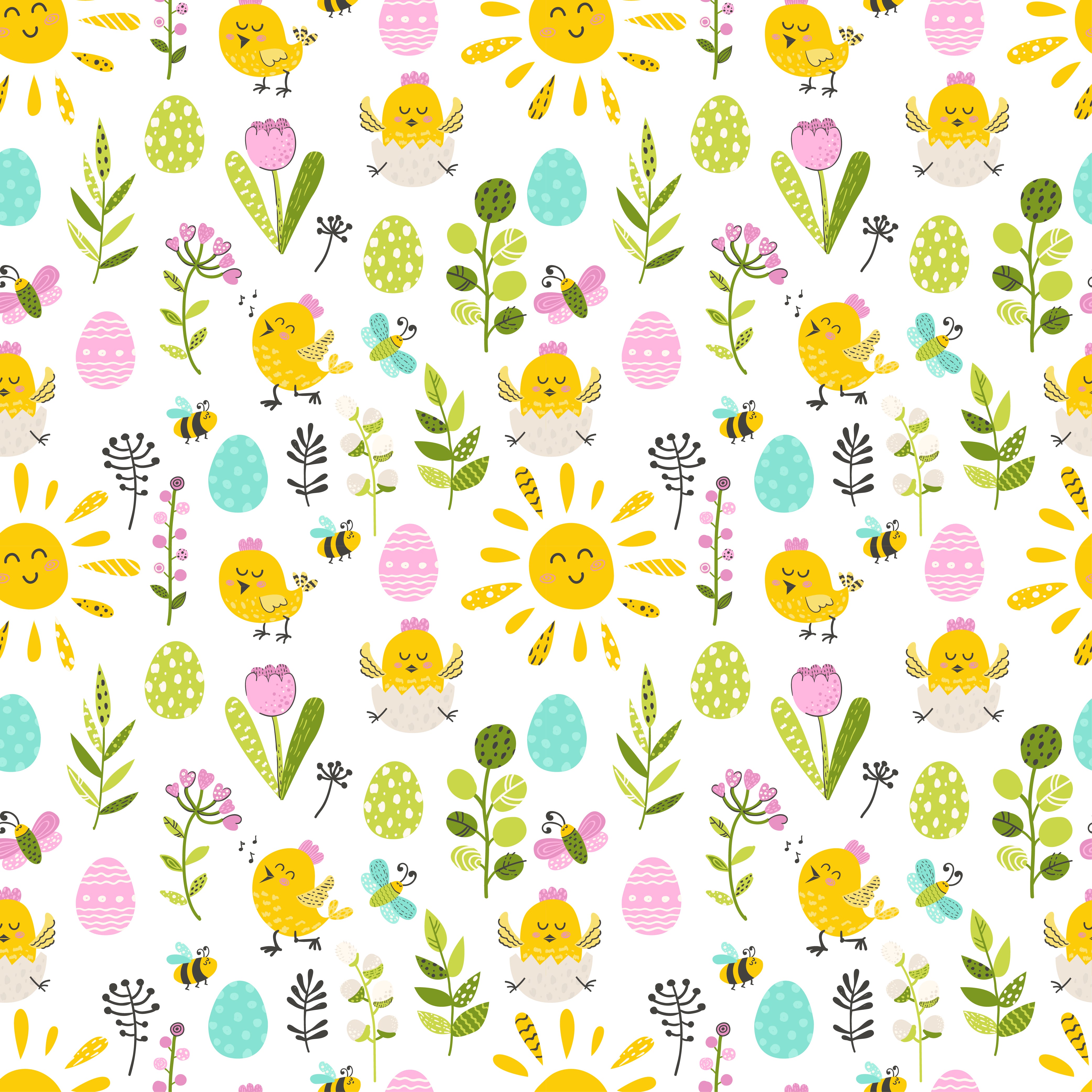 Easter Chicks and Flowers Pattern Vinyl 12" x 12" - The Vinyl Haus