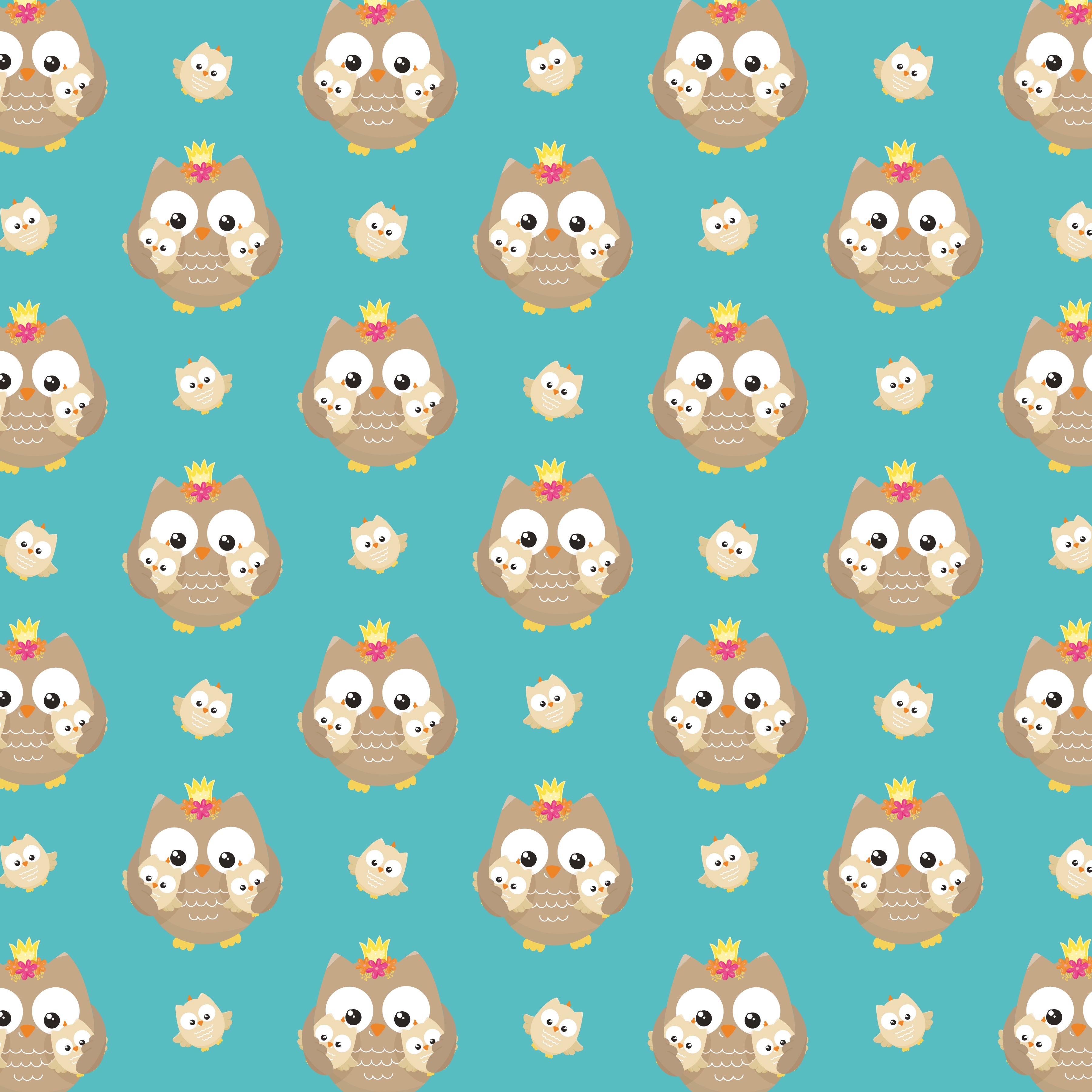 Mother and Baby Owls Pattern Vinyl 12" x 12" - The Vinyl Haus