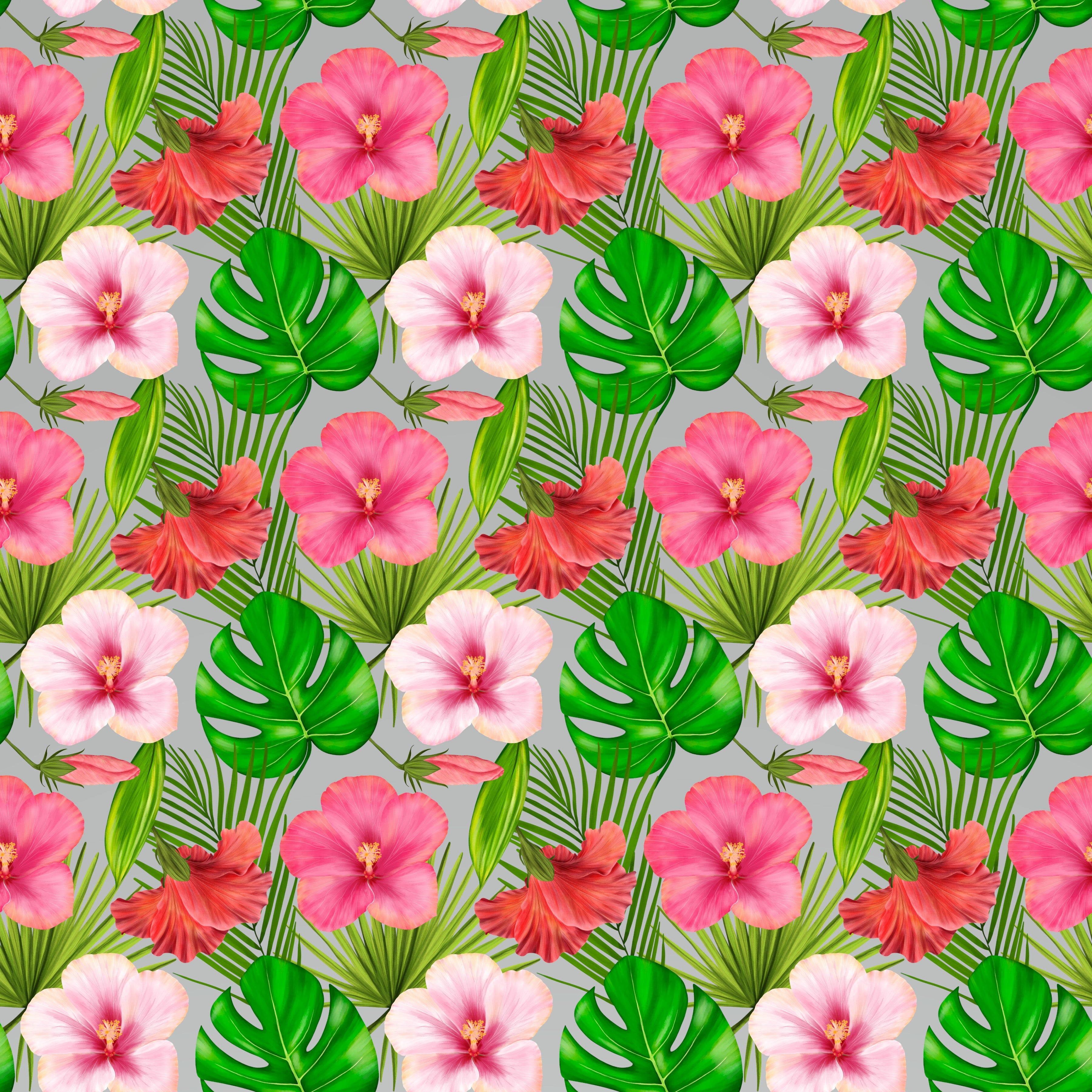 Hibiscus and Palms Small Pattern Vinyl 12" x 12" - The Vinyl Haus