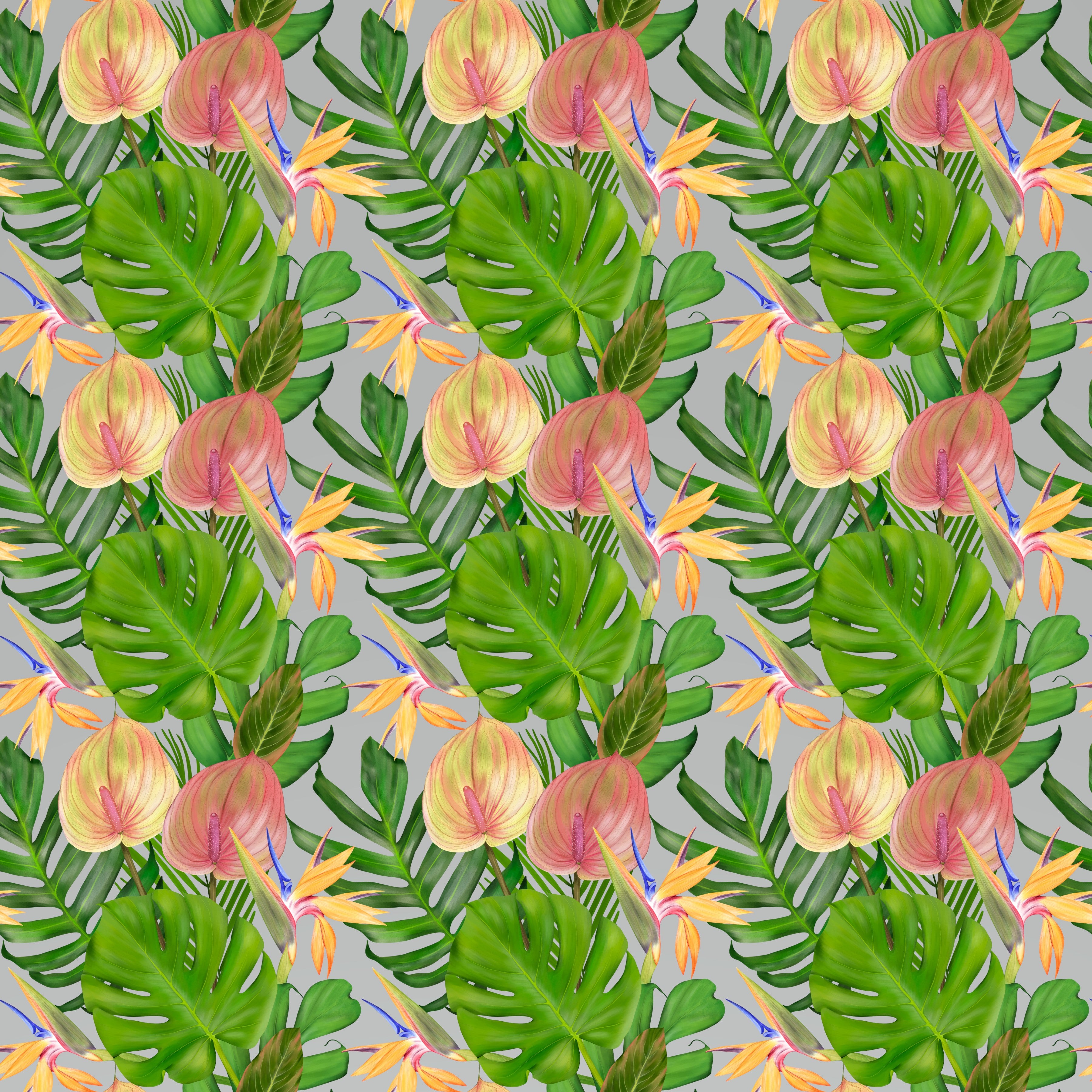 Tropical Flowers and Birds of Paradise Small Pattern Vinyl 12" x 12" - The Vinyl Haus