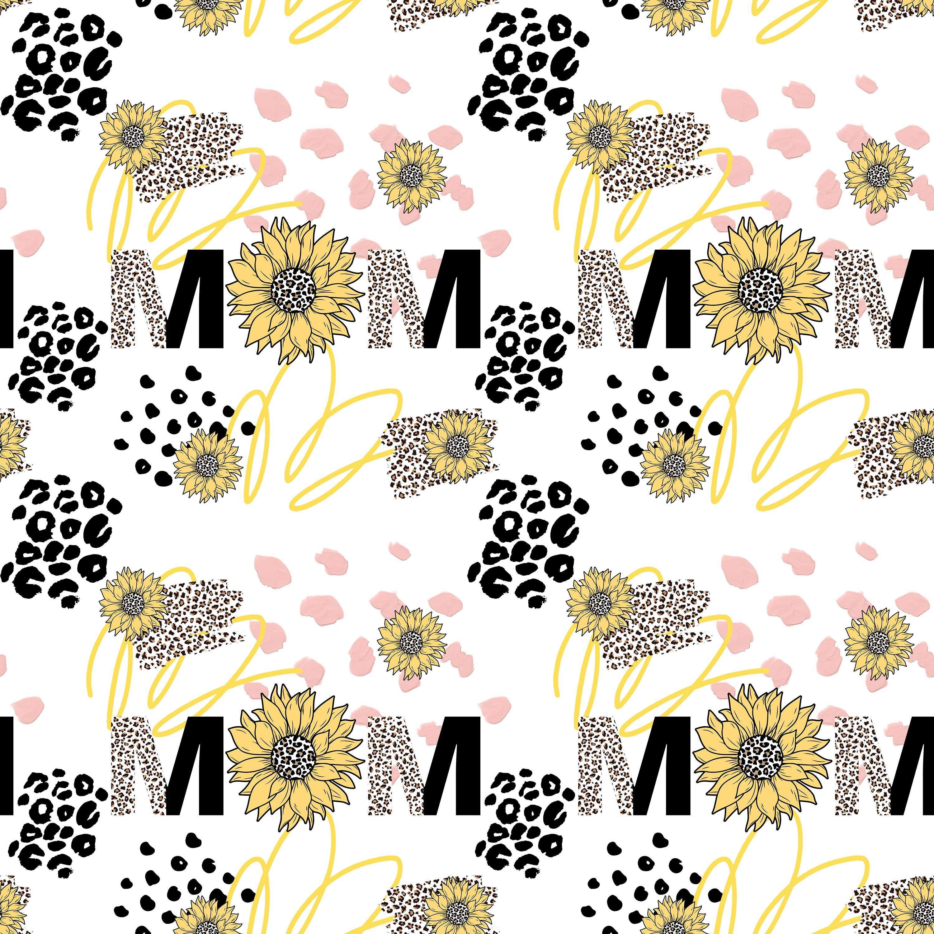 Mom with Sunflowers and Leopard Print Pattern Vinyl 12" x 12" - The Vinyl Haus