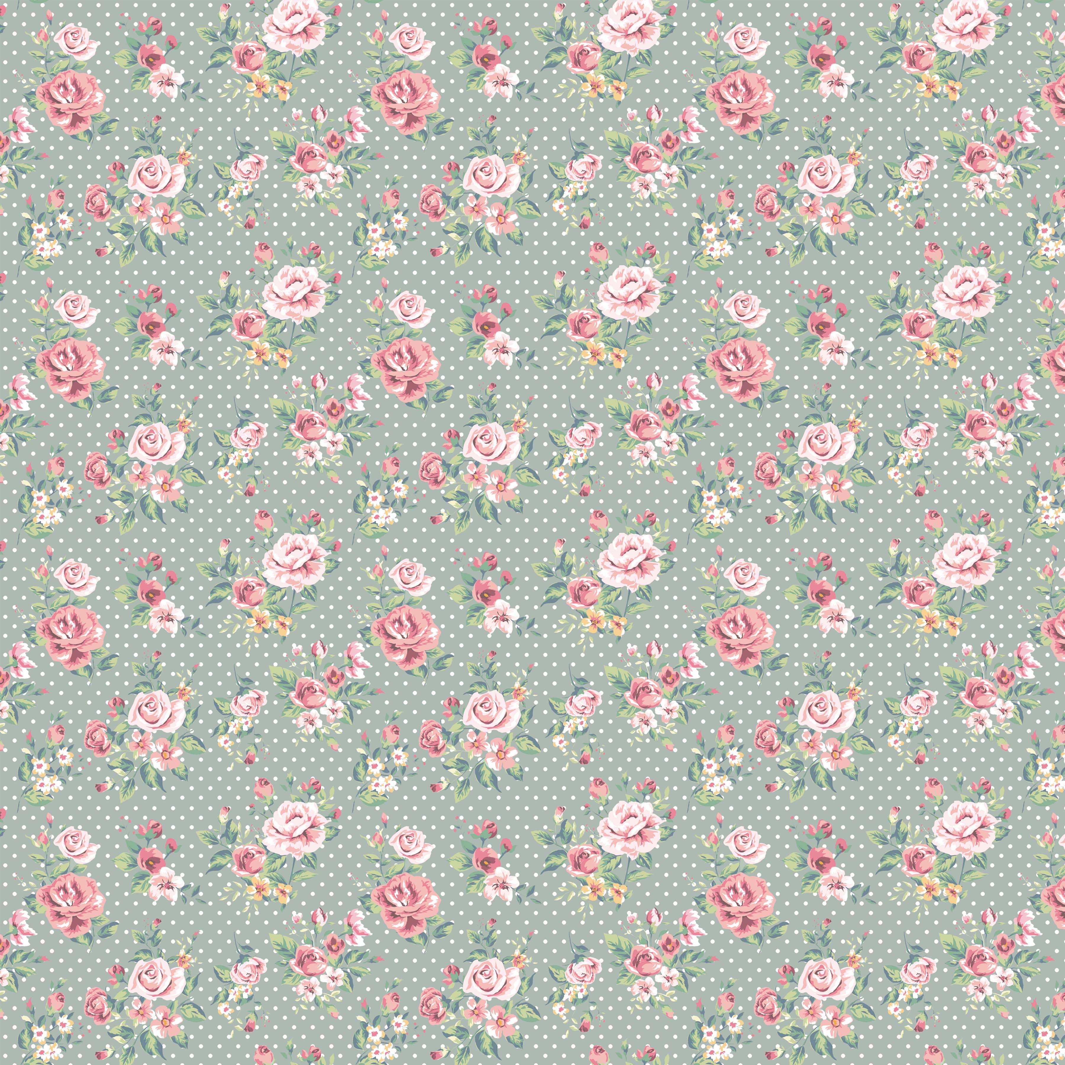 Shabby Chic Roses and Polka Dots Pattern Vinyl 12" x 12" - The Vinyl Haus