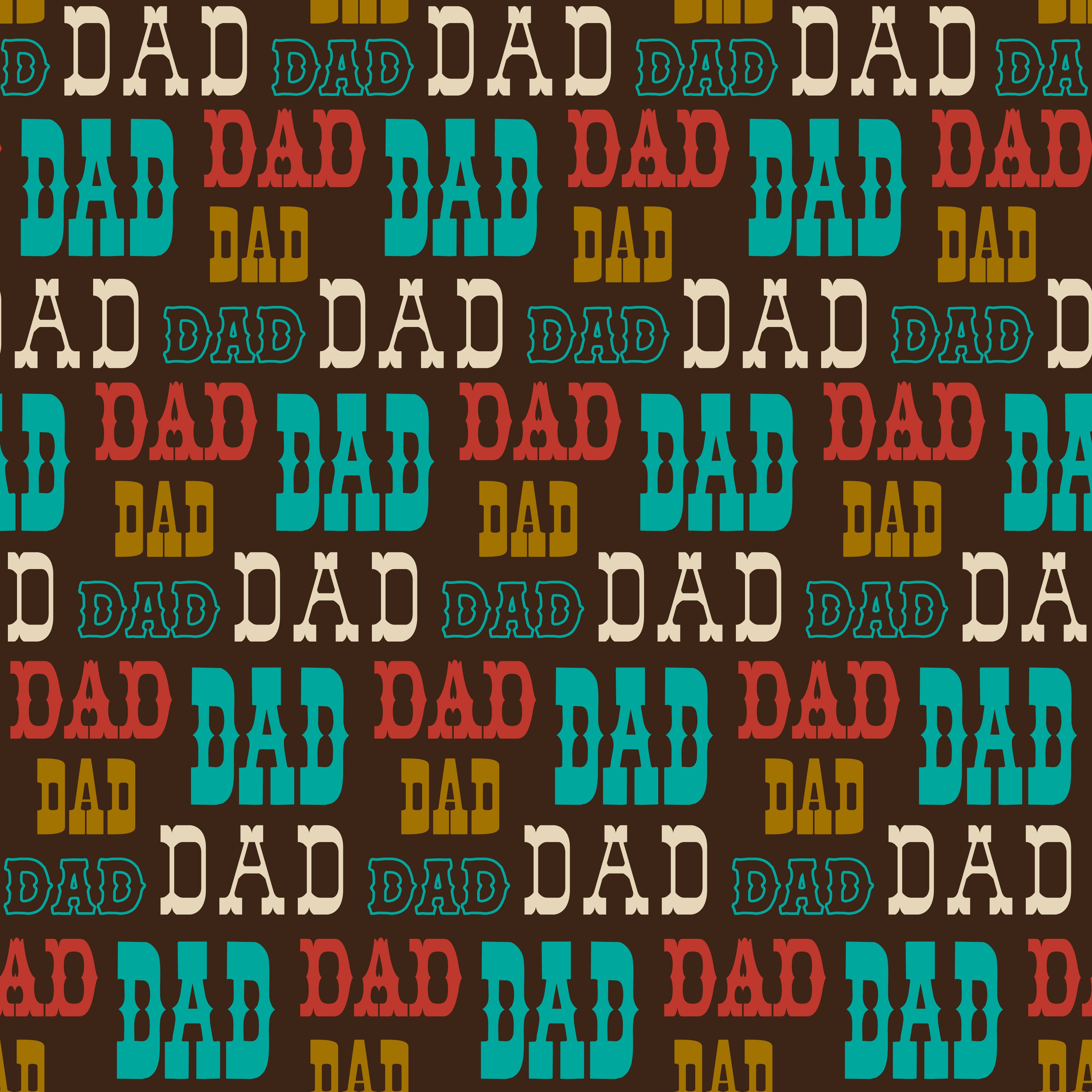 Father's Day Dad Multi-colored Word Collage Brown Background Pattern Vinyl 12" x 12" - The Vinyl Haus