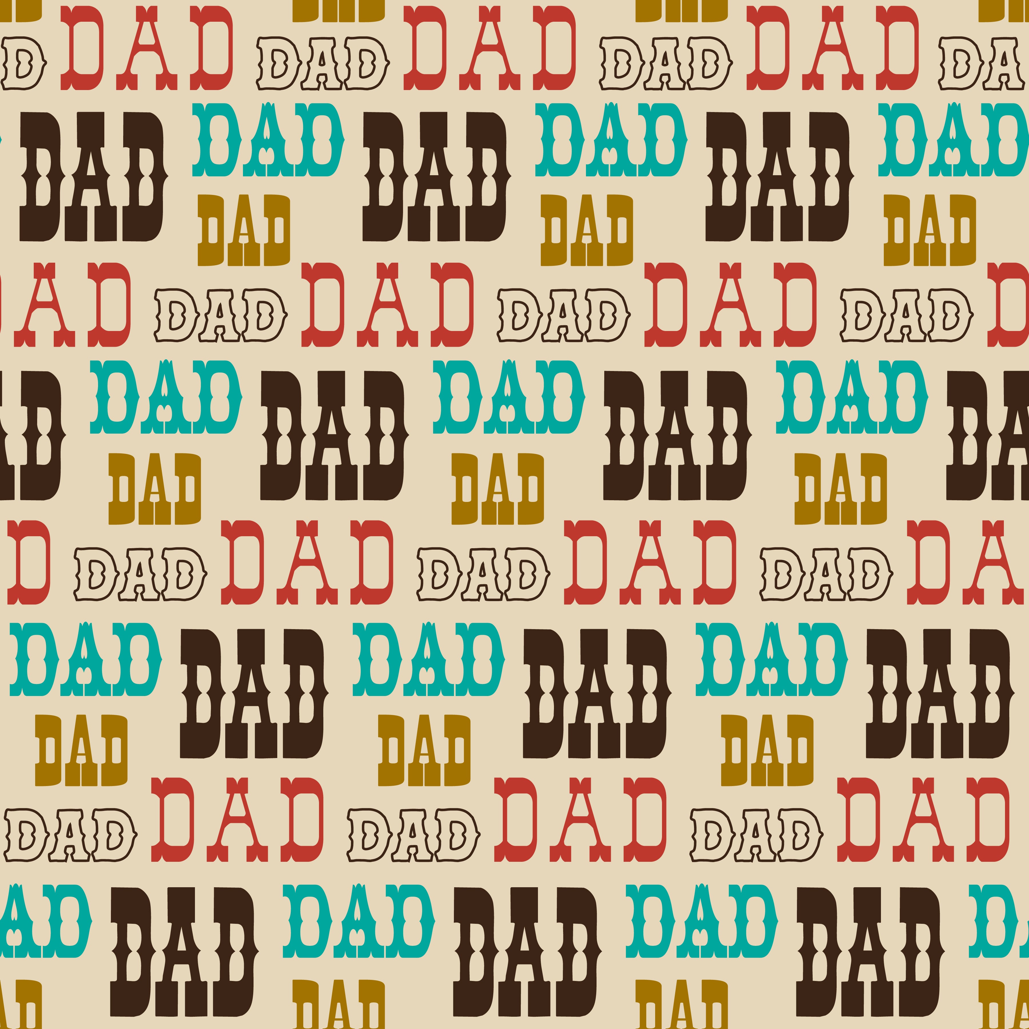 Father's Day Dad Multi-colored Word Collage Tan Background Pattern Vinyl 12" x 12" - The Vinyl Haus