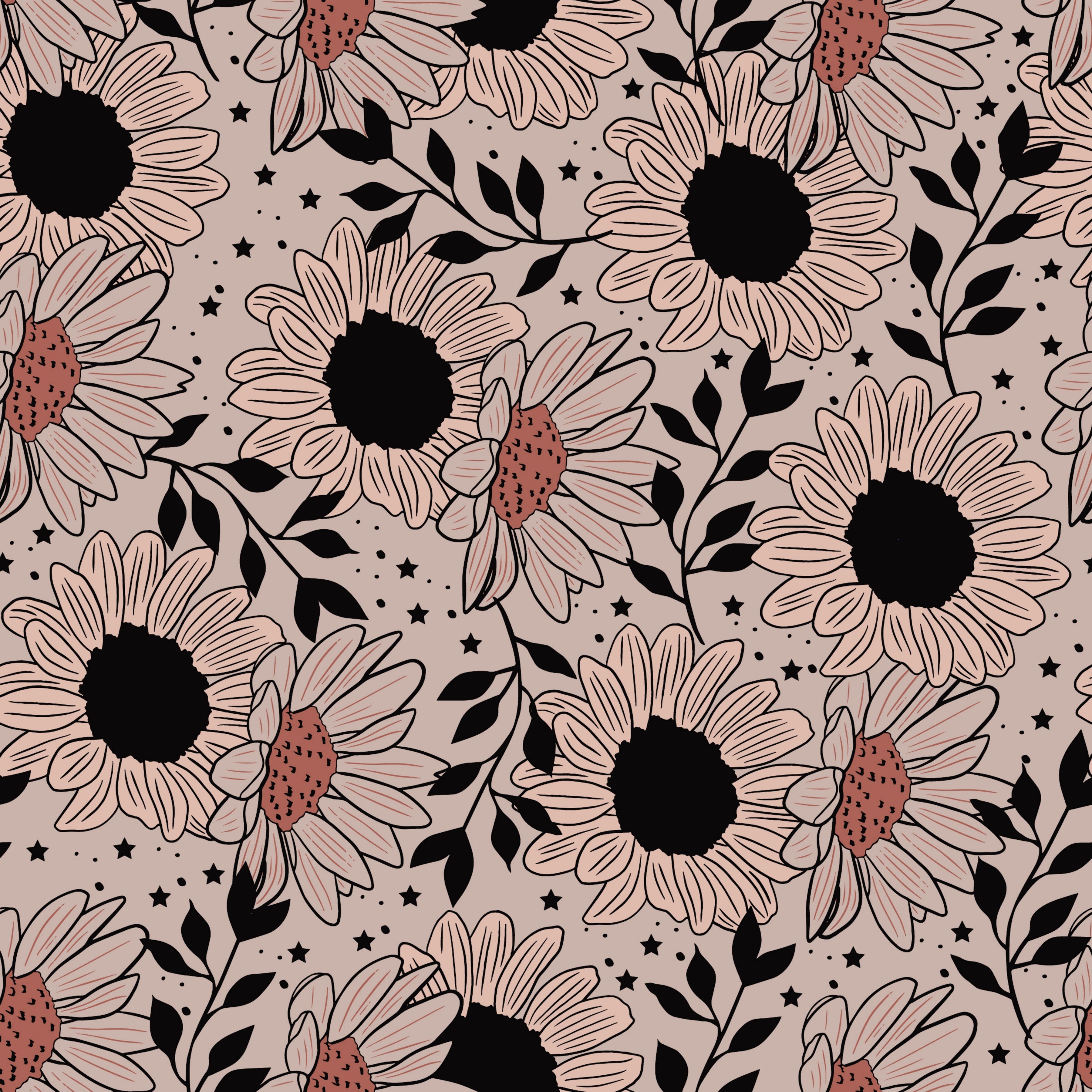 Retro Boho Sunflowers Pattern Vinyl 12" x 12" - The Vinyl Haus