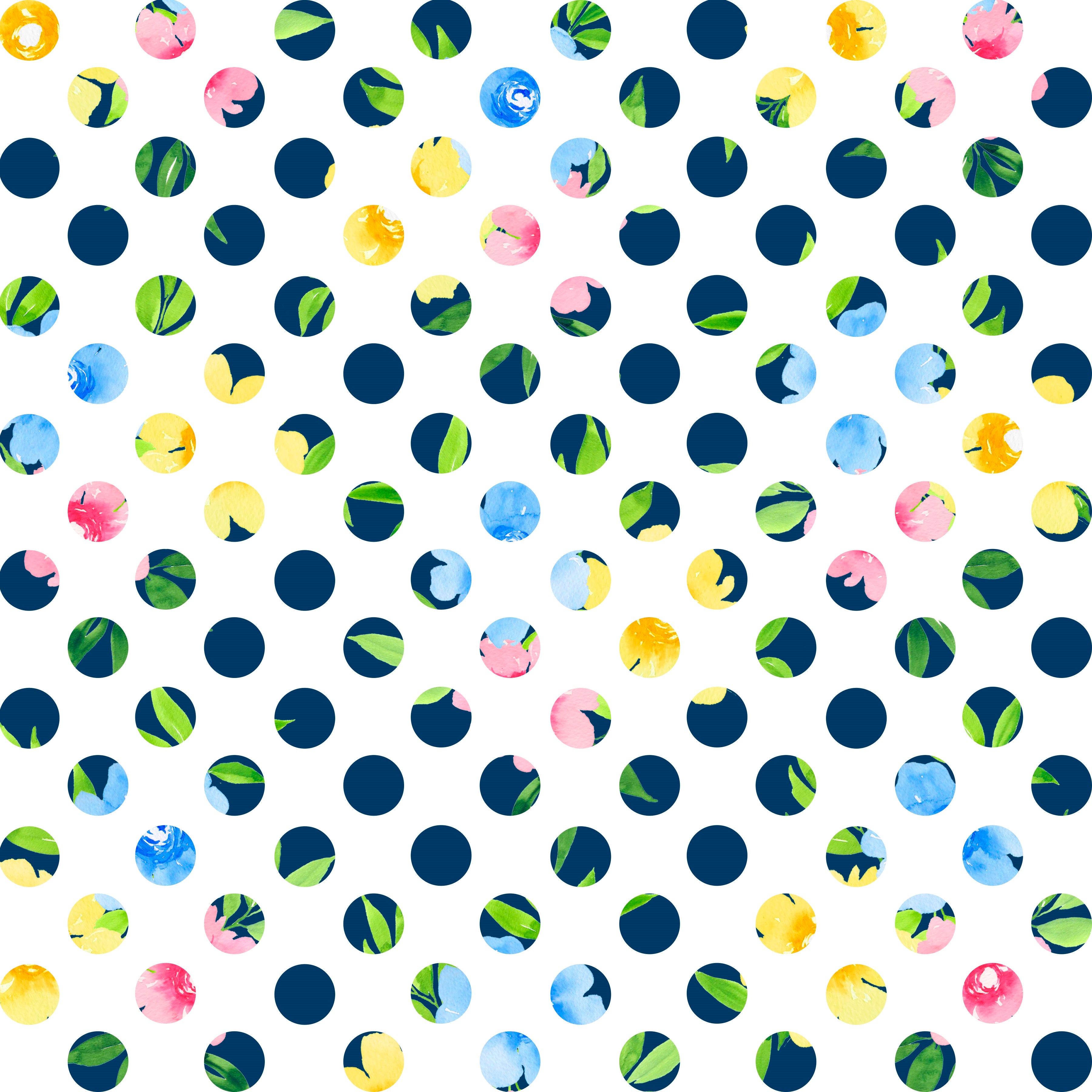 Garden Floral Polka Dots White Background Pattern Vinyl 12" x 12" - The Vinyl Haus