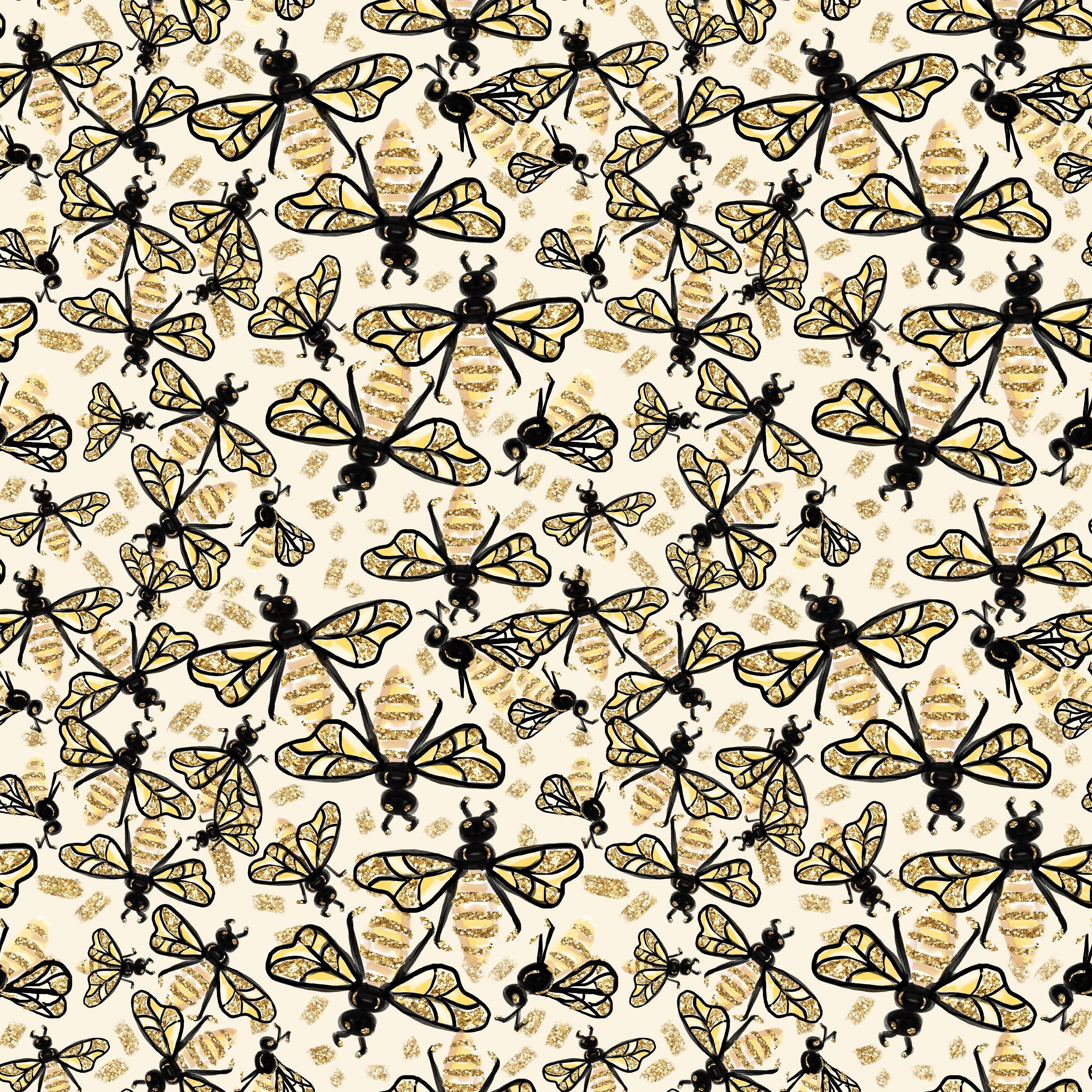 Golden Bees Light Background Pattern Vinyl 12" x 12" - The Vinyl Haus