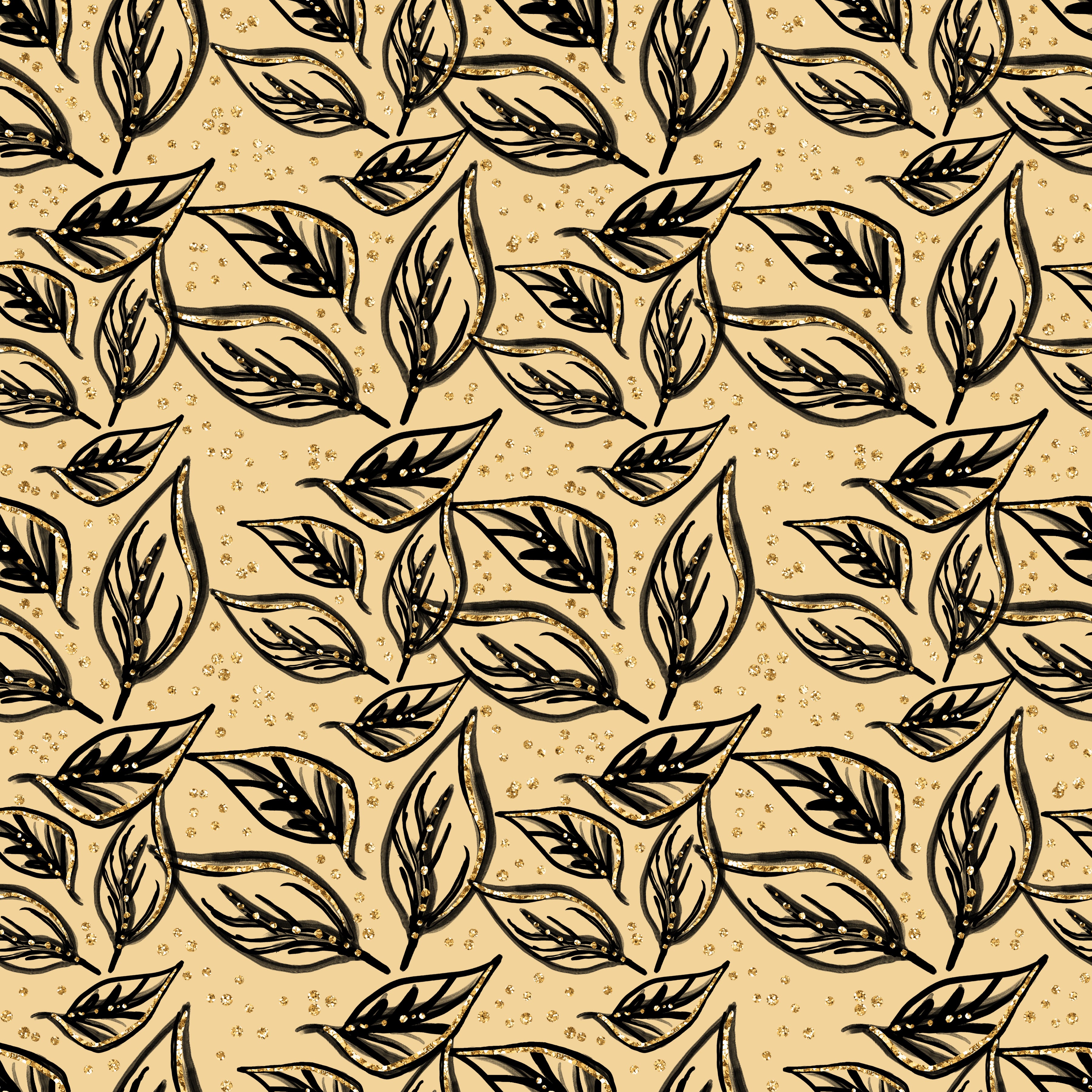 Golden Leaves Pattern Vinyl 12" x 12" - The Vinyl Haus