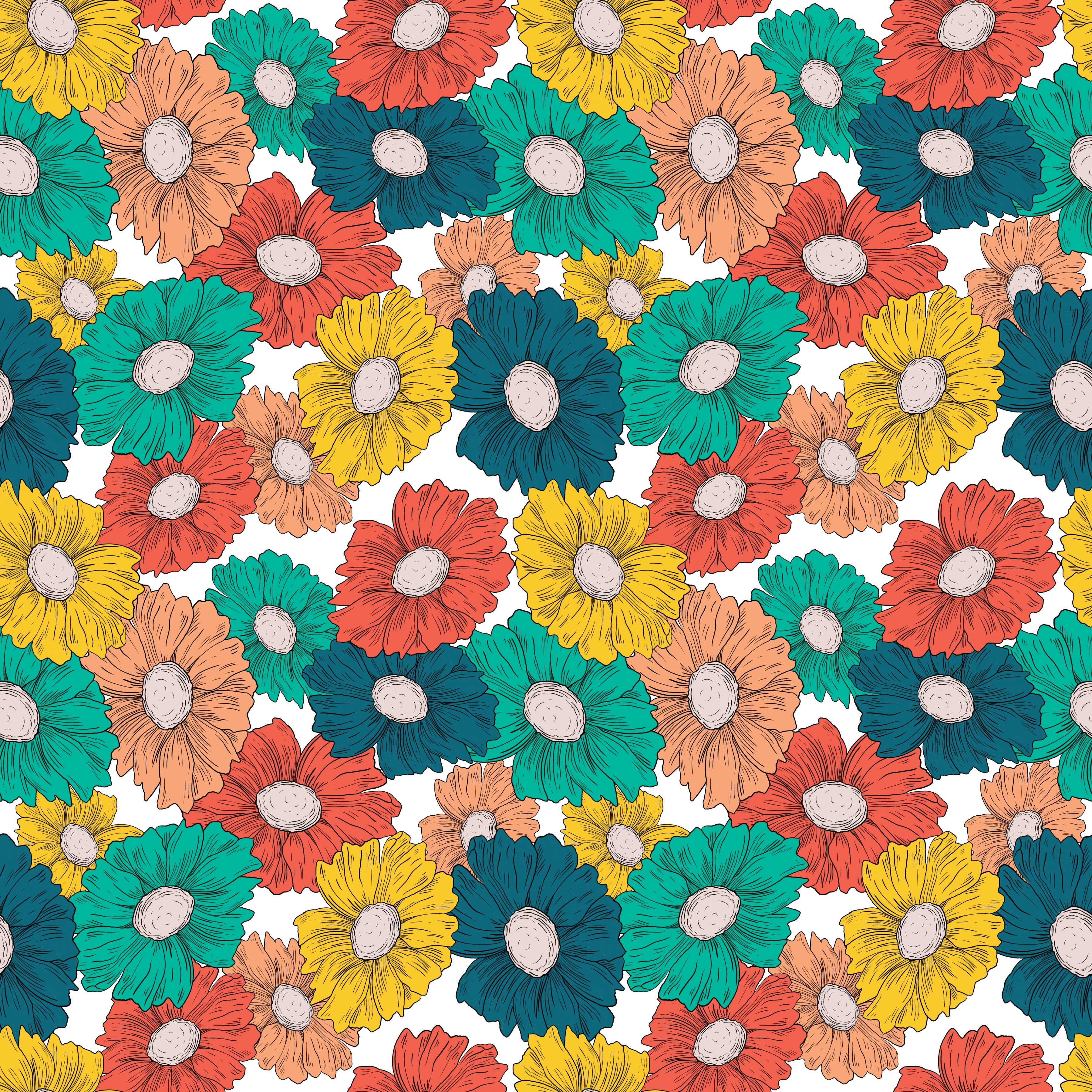 Retro Daisies Pattern Vinyl 12" x 12" - The Vinyl Haus