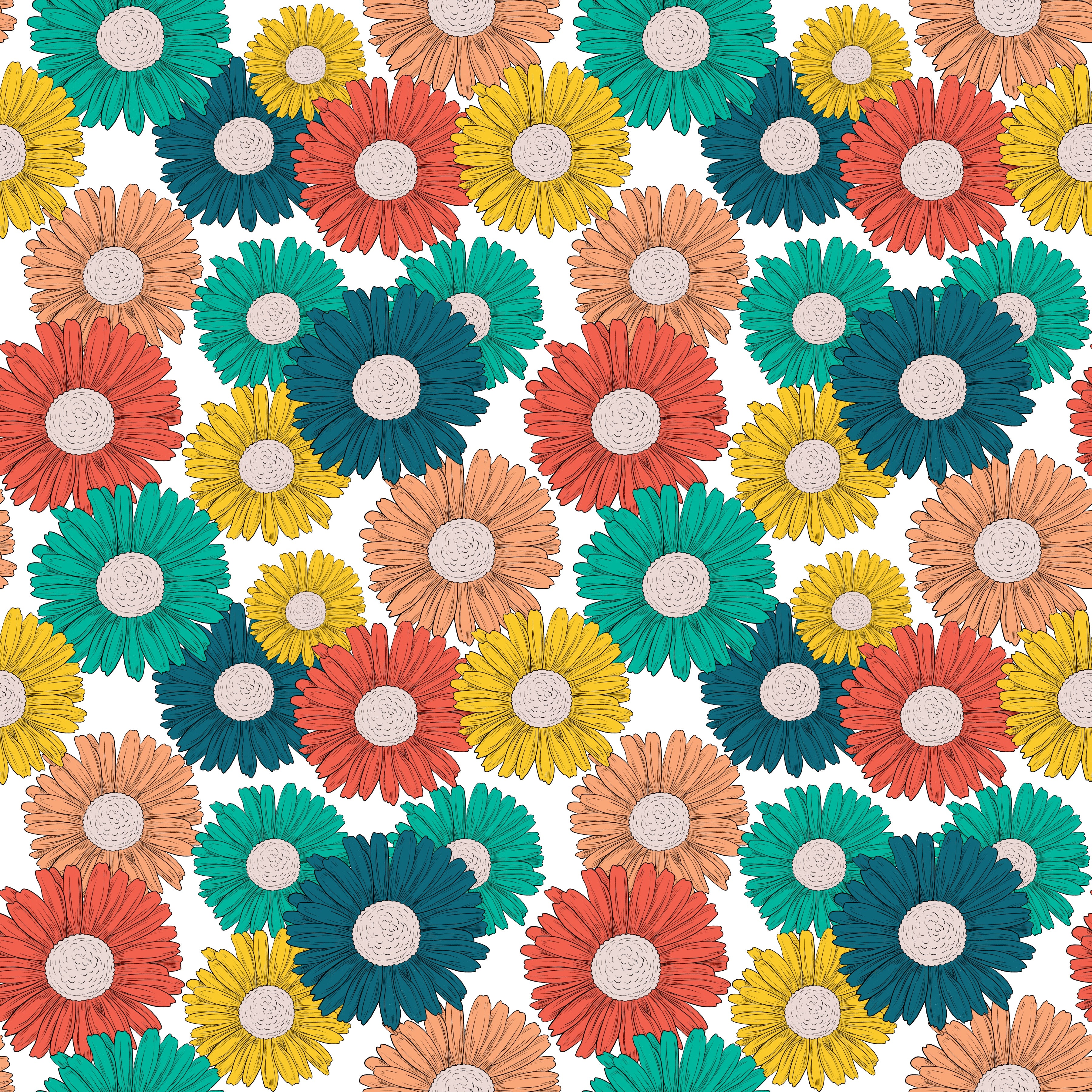 Retro Daisies Medium Pattern Vinyl 12" x 12" - The Vinyl Haus