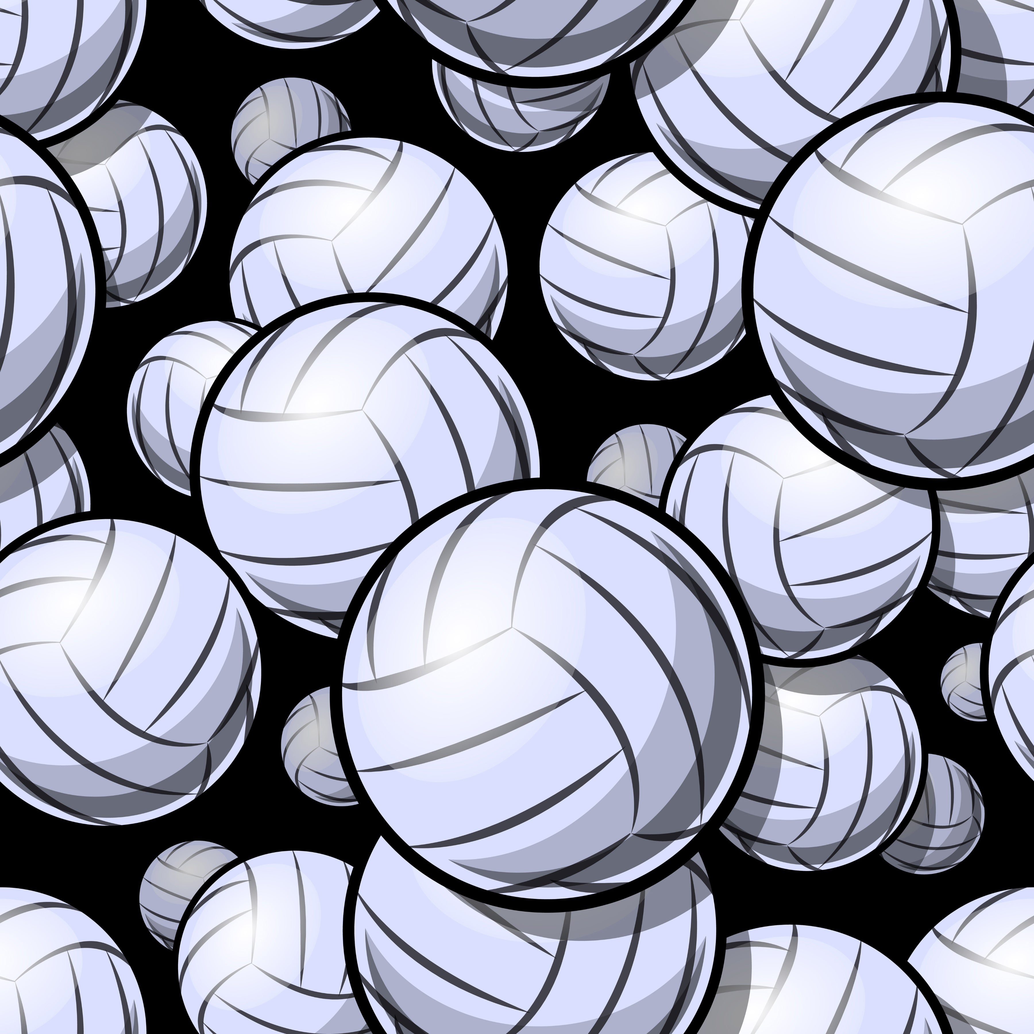 Big Volleyballs Black Background Pattern Vinyl 12" x 12" - The Vinyl Haus