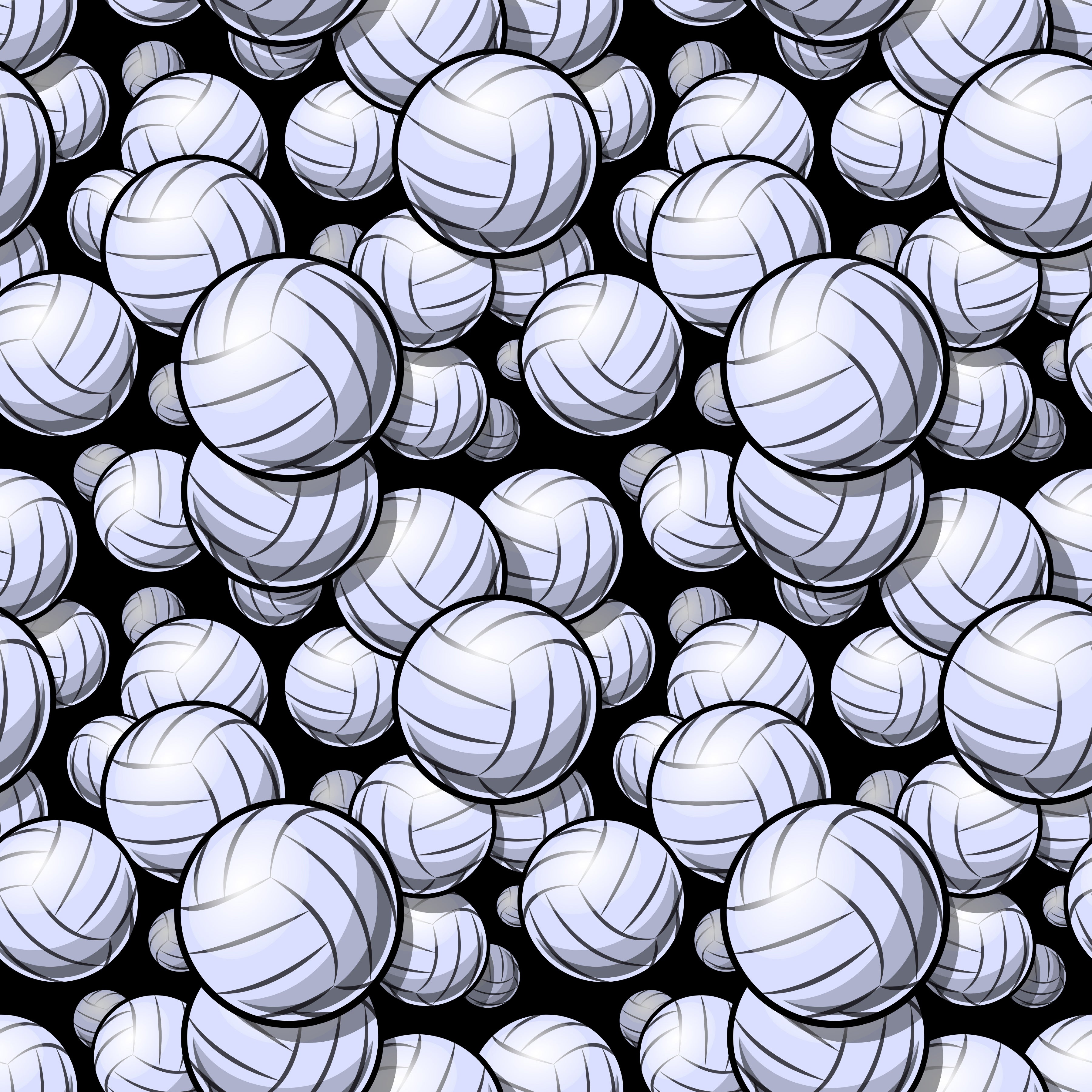 Small Volleyballs Black Background Pattern Vinyl 12" x 12" - The Vinyl Haus