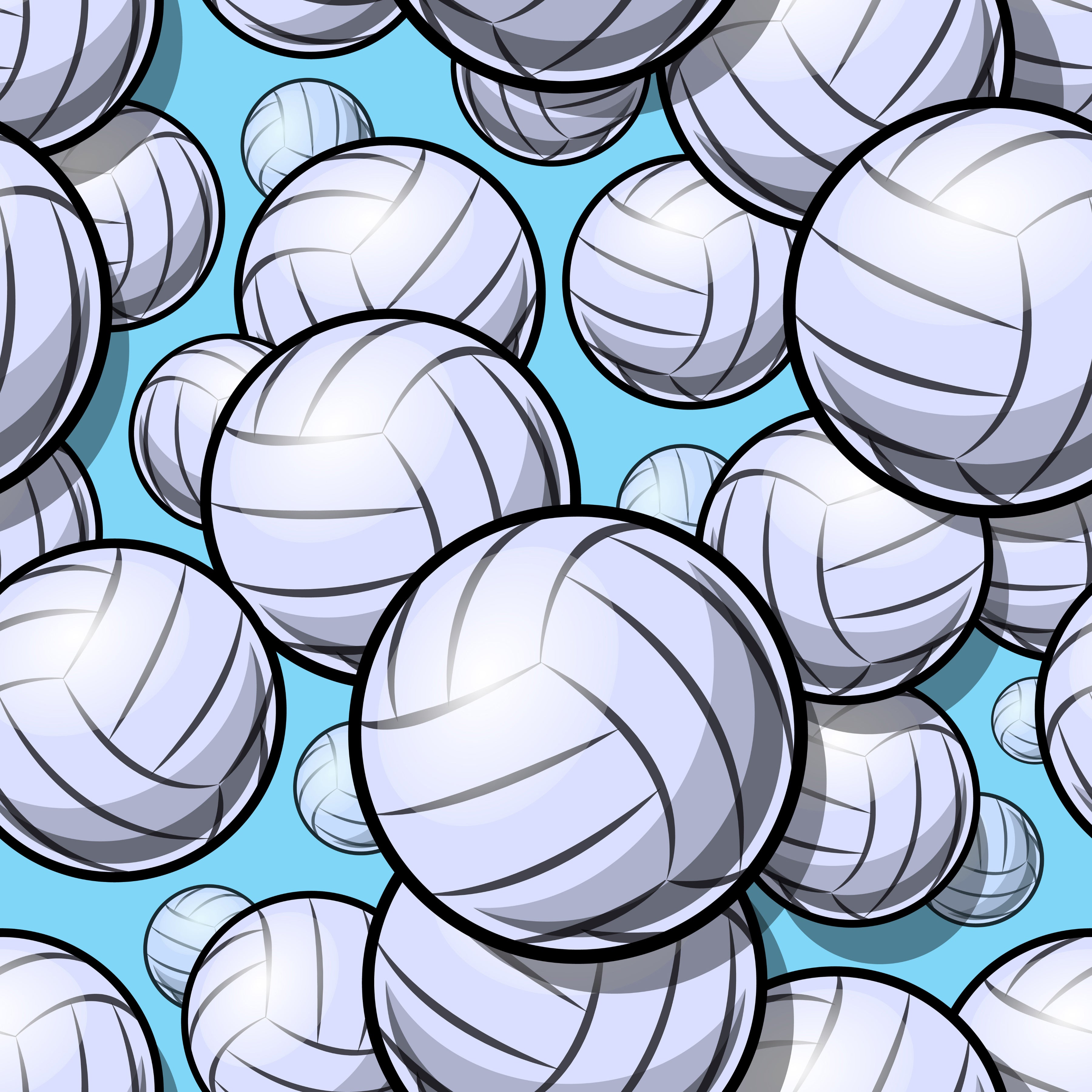 Big Volleyballs Blue Background Pattern Vinyl 12" x 12" - The Vinyl Haus