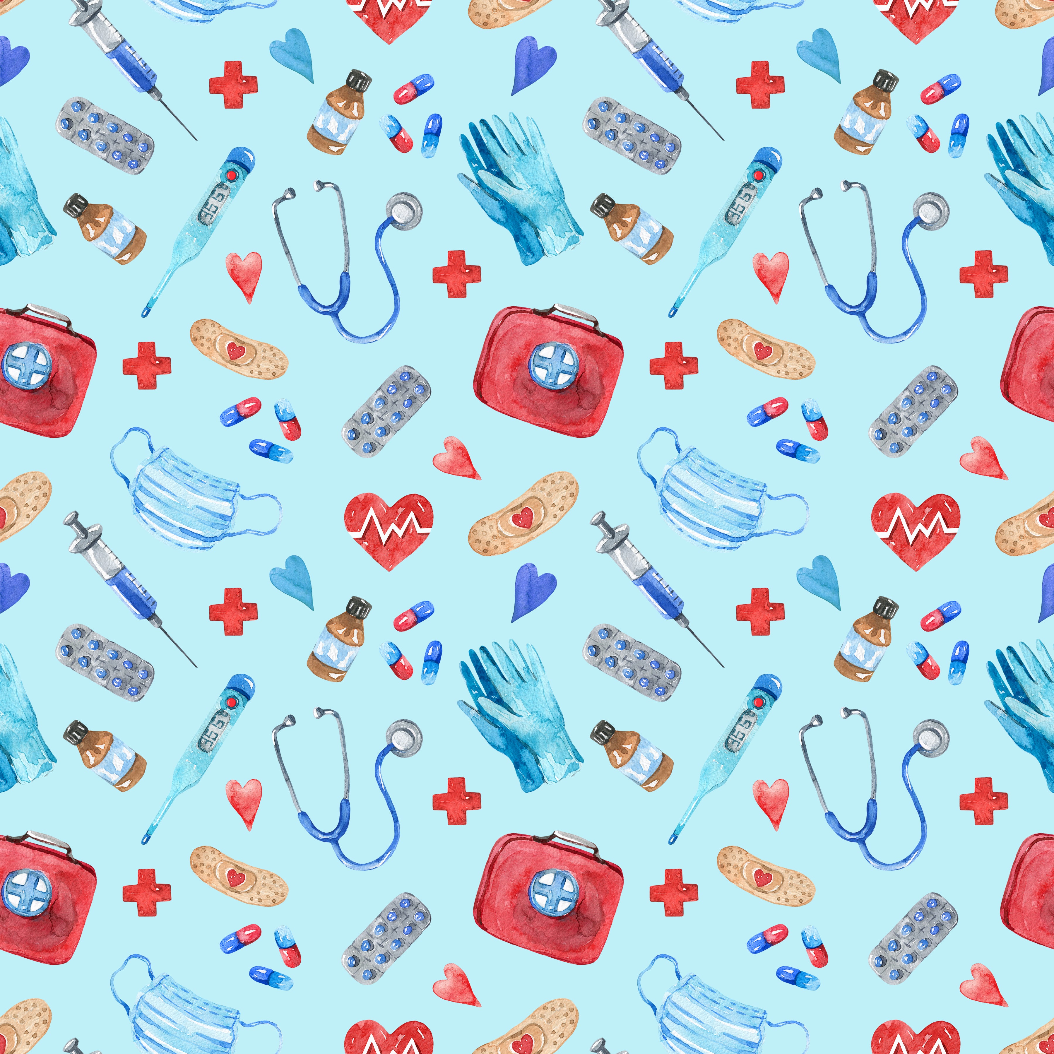 Medical Equipment Blue Background Pattern Vinyl 12" x 12" - The Vinyl Haus