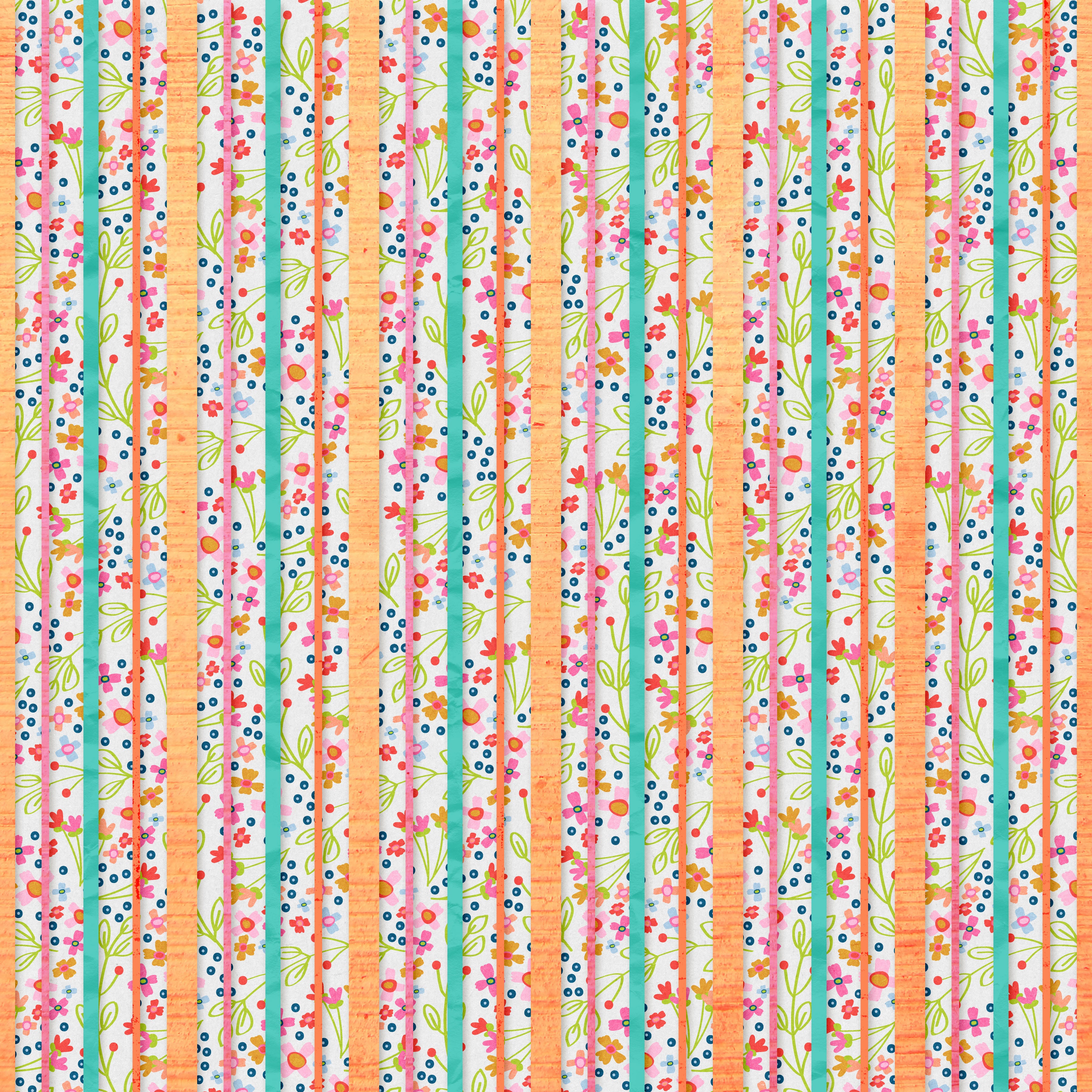 Flowers and Stripes Pastel Pattern Vinyl 12" x 12" - The Vinyl Haus