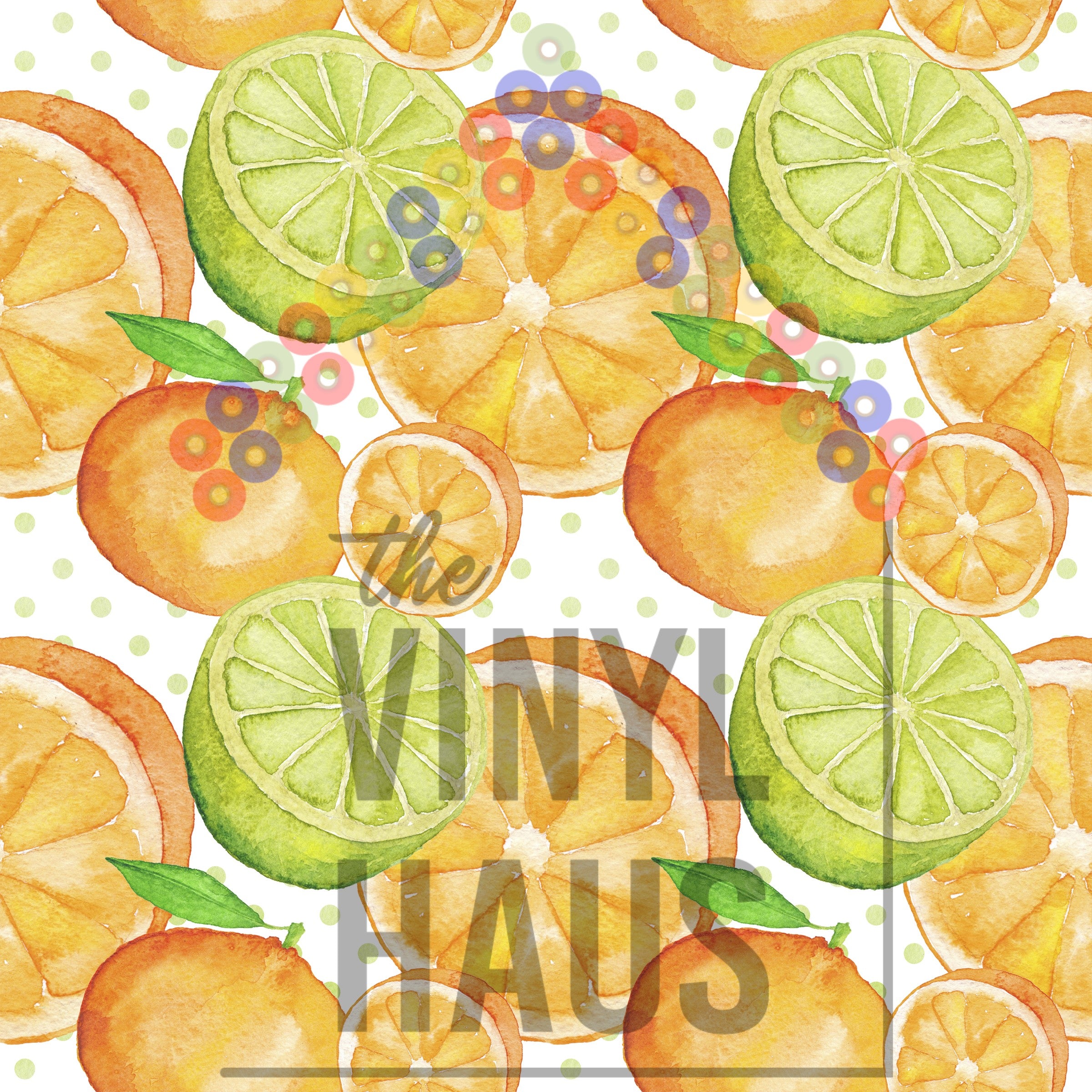 Watercolor Citrus Pattern Vinyl 12" x 9" - The Vinyl Haus