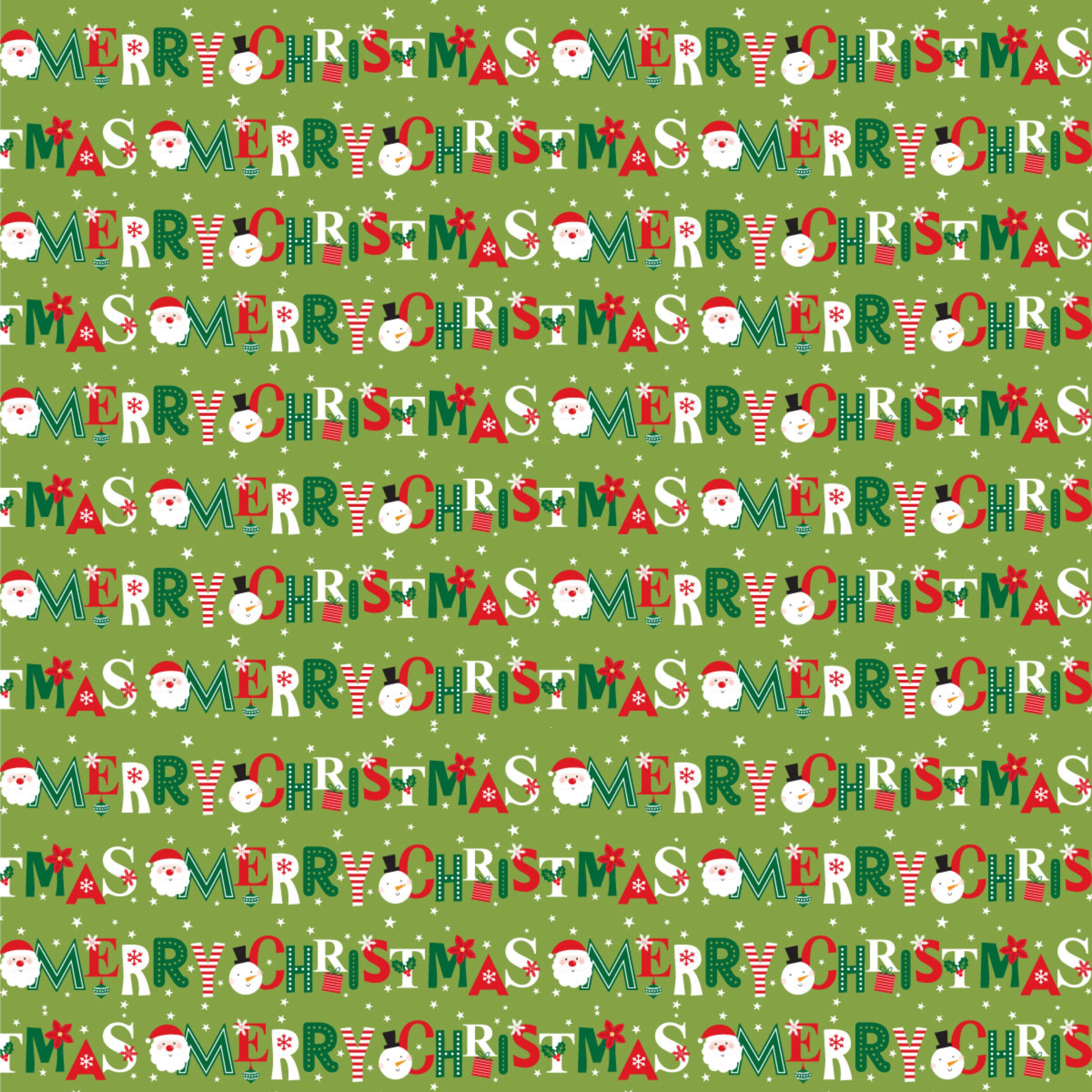 Merry Christmas Green Background Pattern Vinyl 12" x 12" - The Vinyl Haus