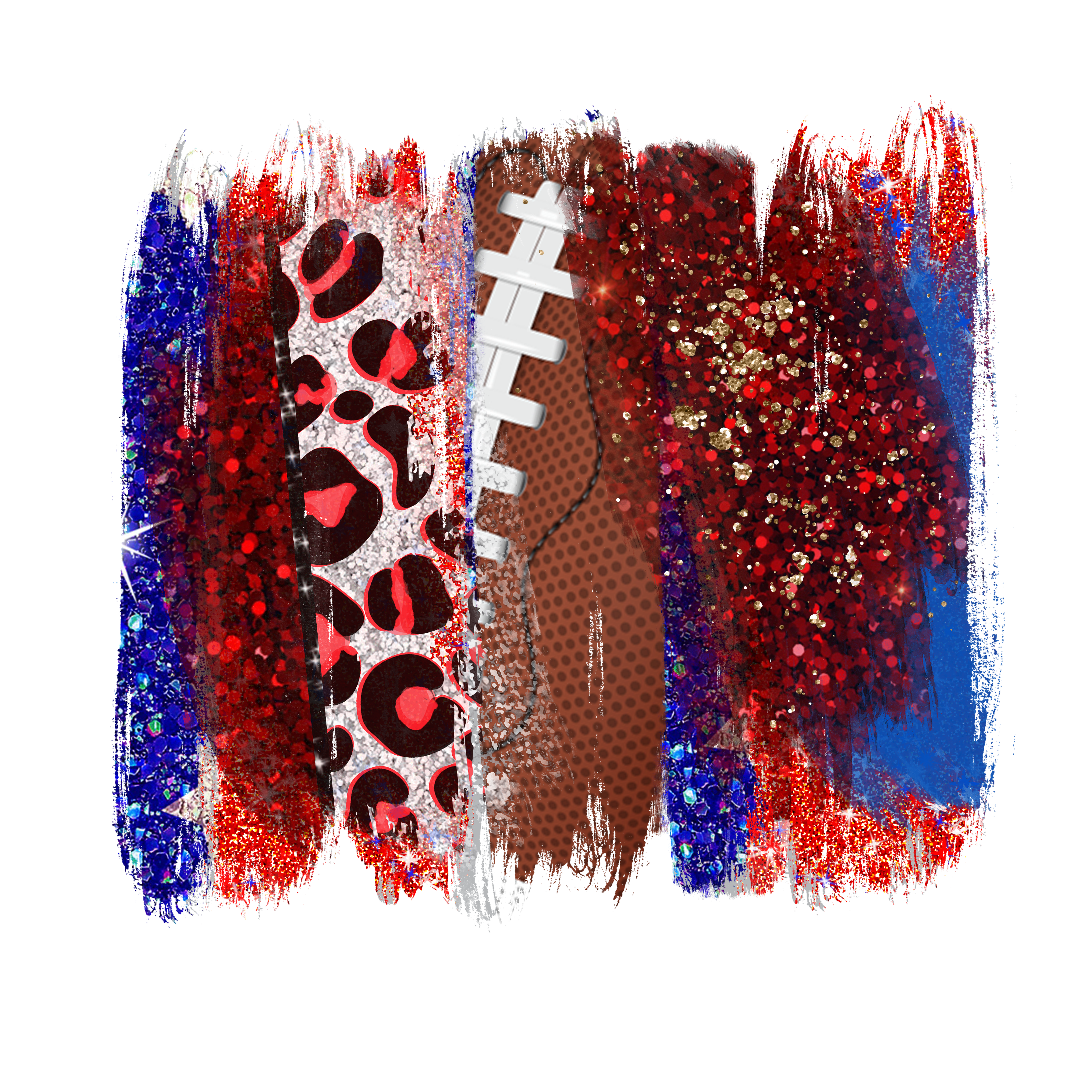 Red and Blue Football Brush Strokes Patterned Vinyl 12" x 12" - The Vinyl Haus