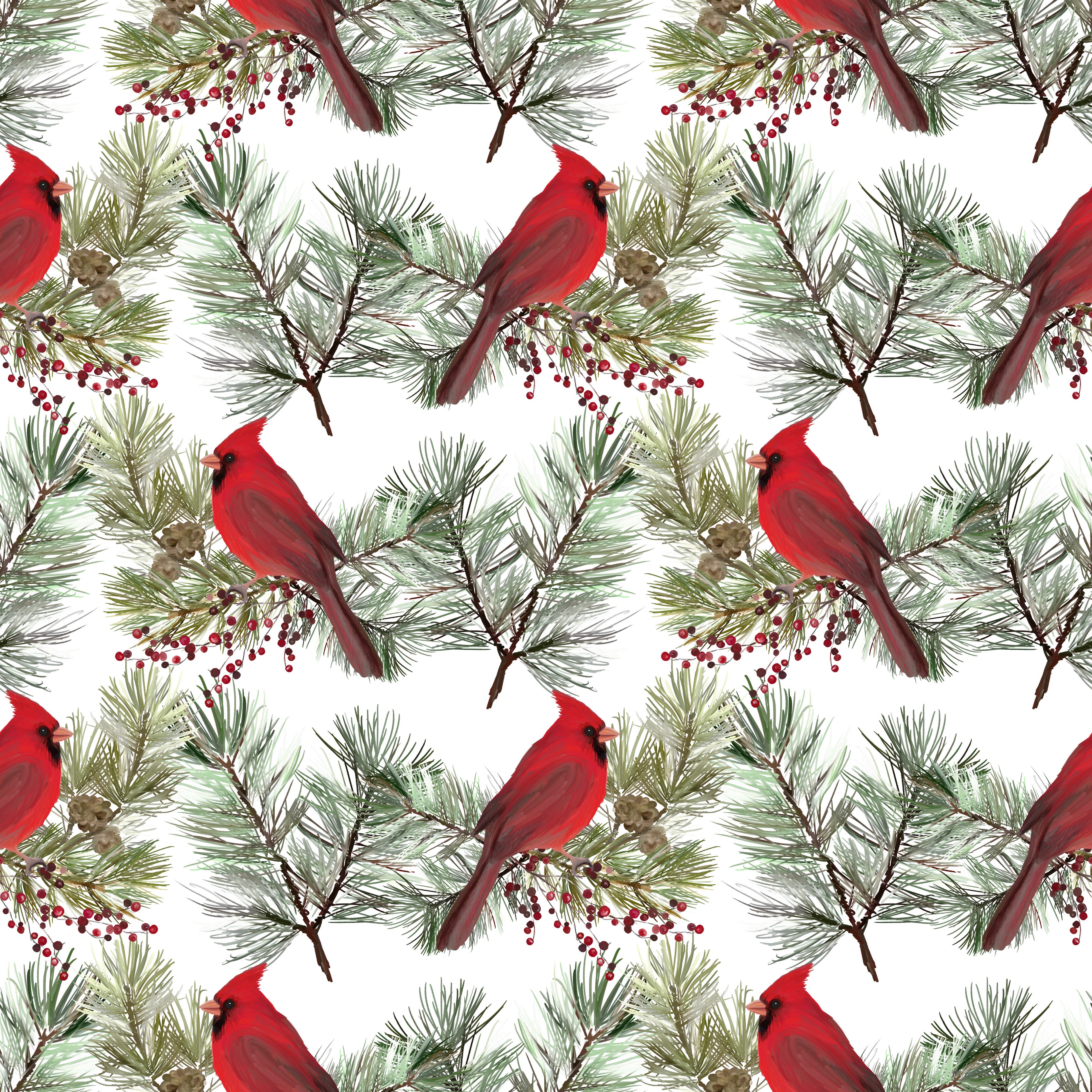 Christmas Cardinals Patterned Vinyl 12" x 12" - The Vinyl Haus