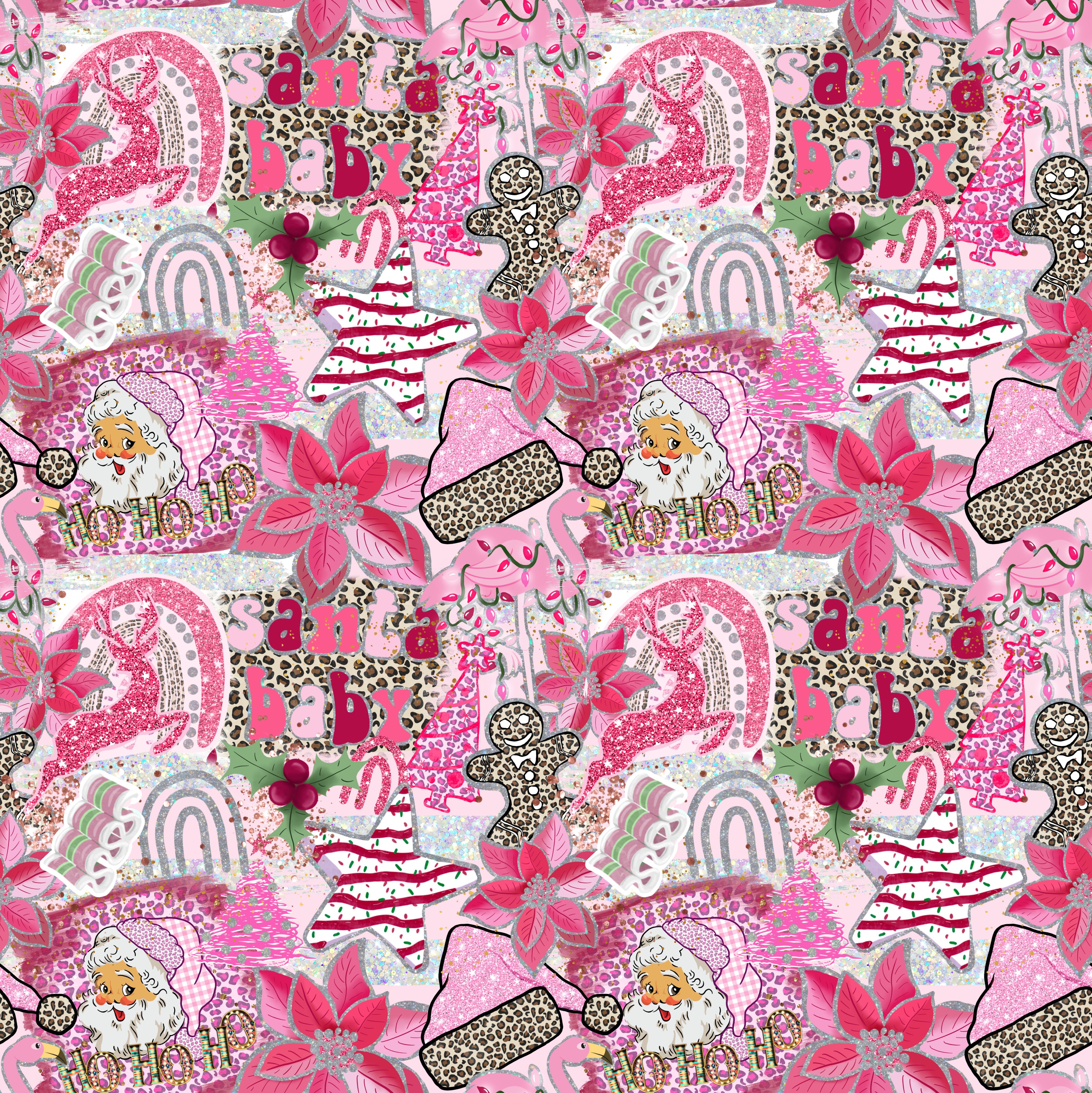 Pink Santa Baby Patterned Vinyl 12" x 12" - The Vinyl Haus