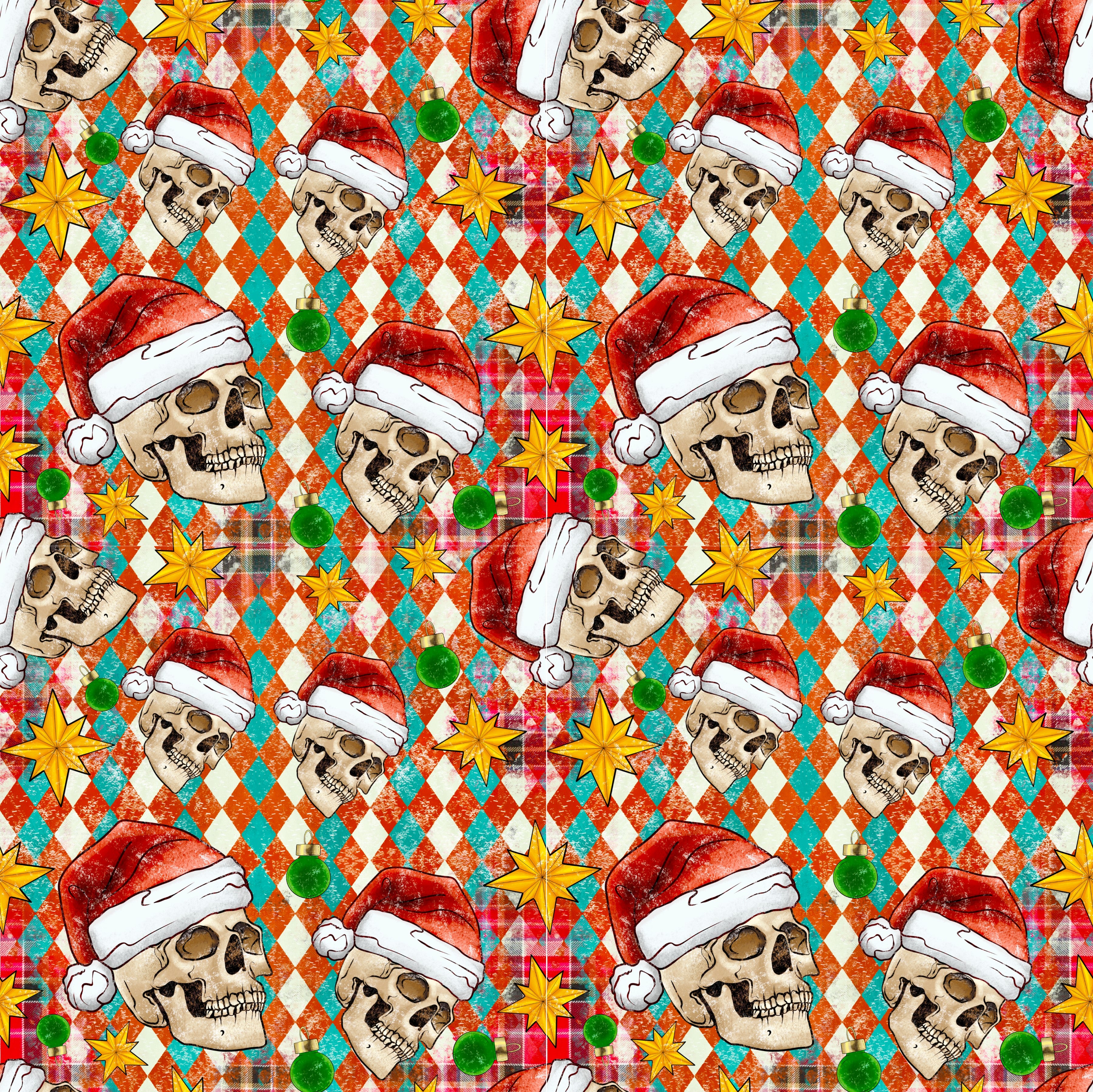 Christmas Skulls Patterned Vinyl 12" x 12" - The Vinyl Haus