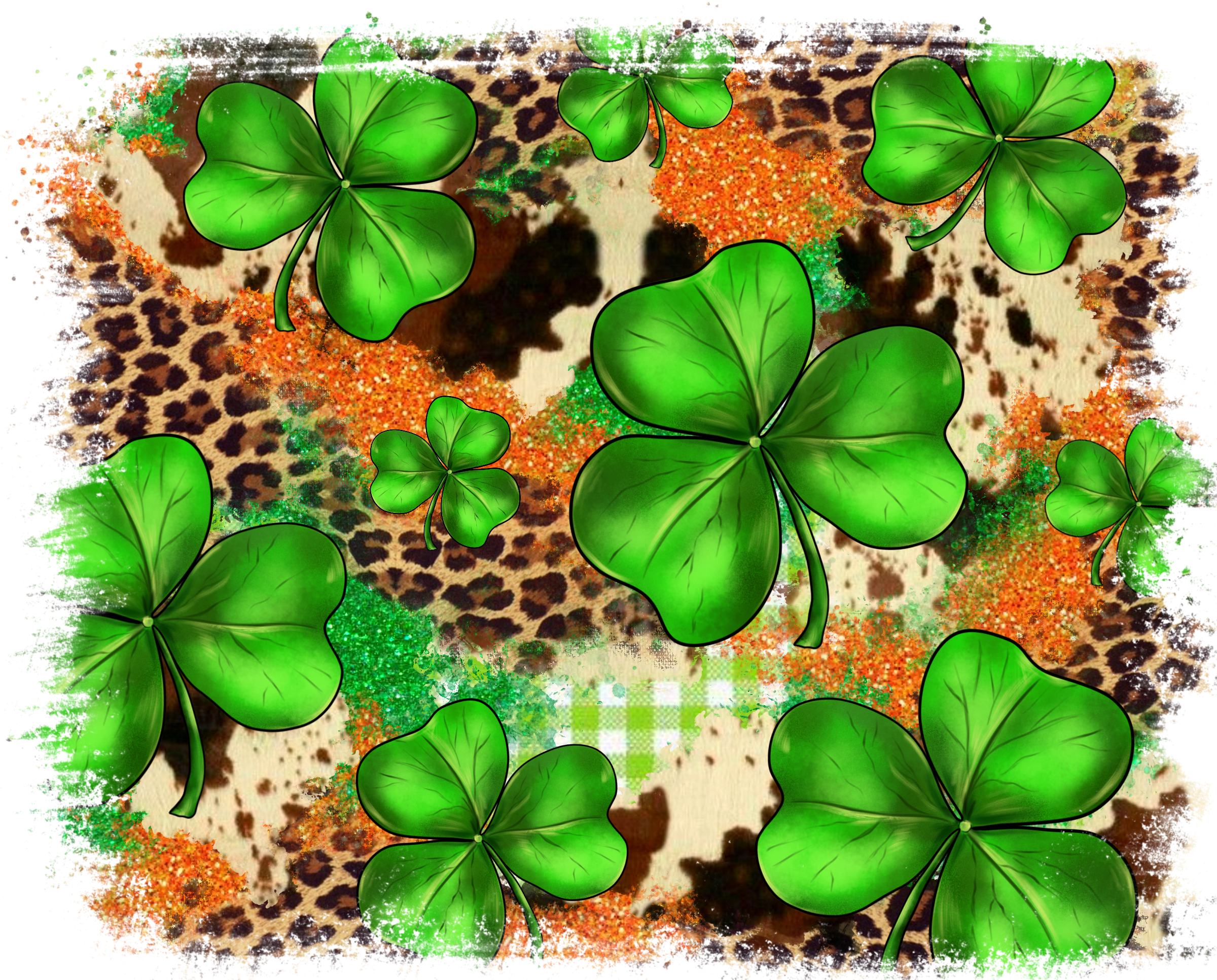 Western Animal Print Shamrocks Patterned Vinyl 12" x 9" - The Vinyl Haus