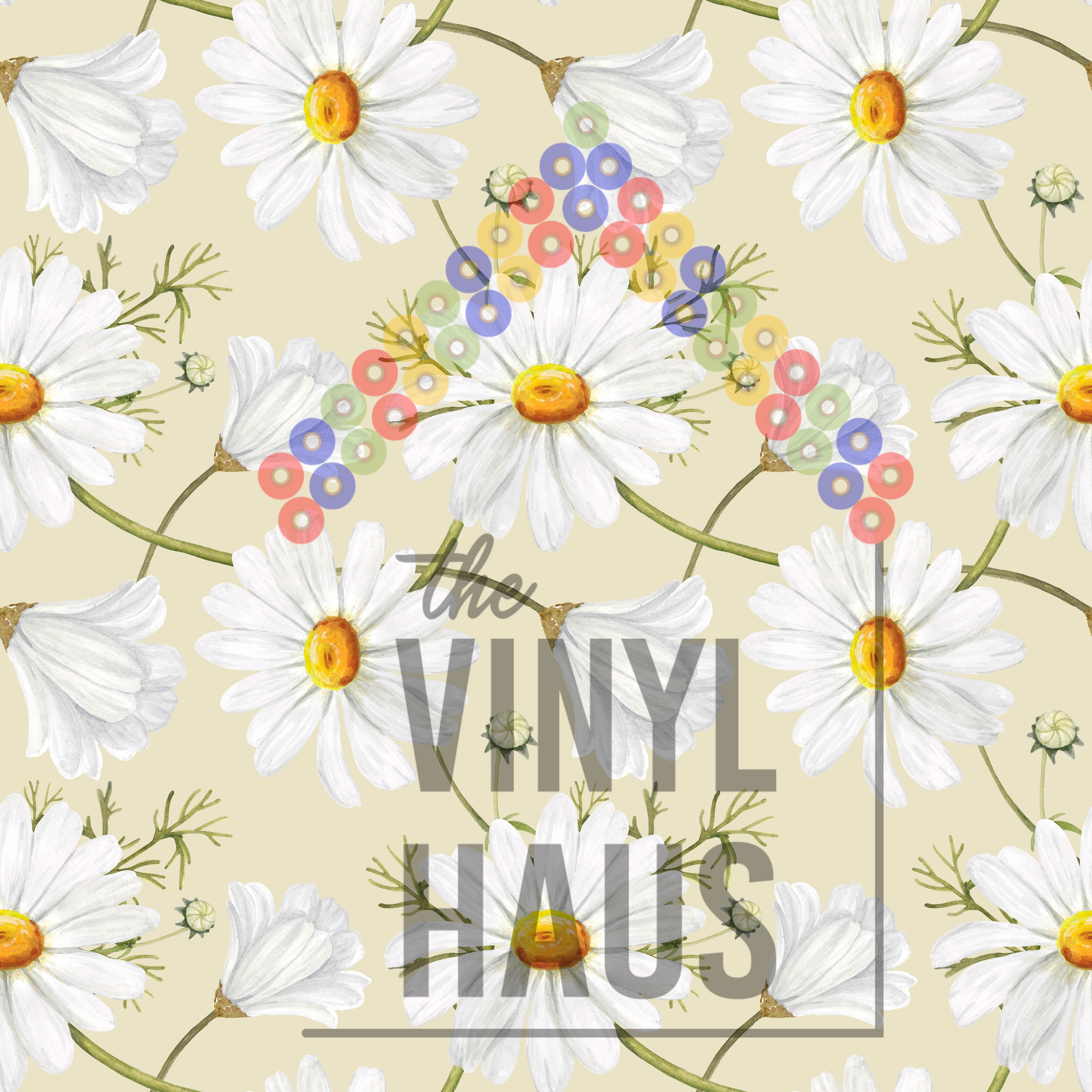 White Daisy Pattern Vinyl 12" x 12" - The Vinyl Haus