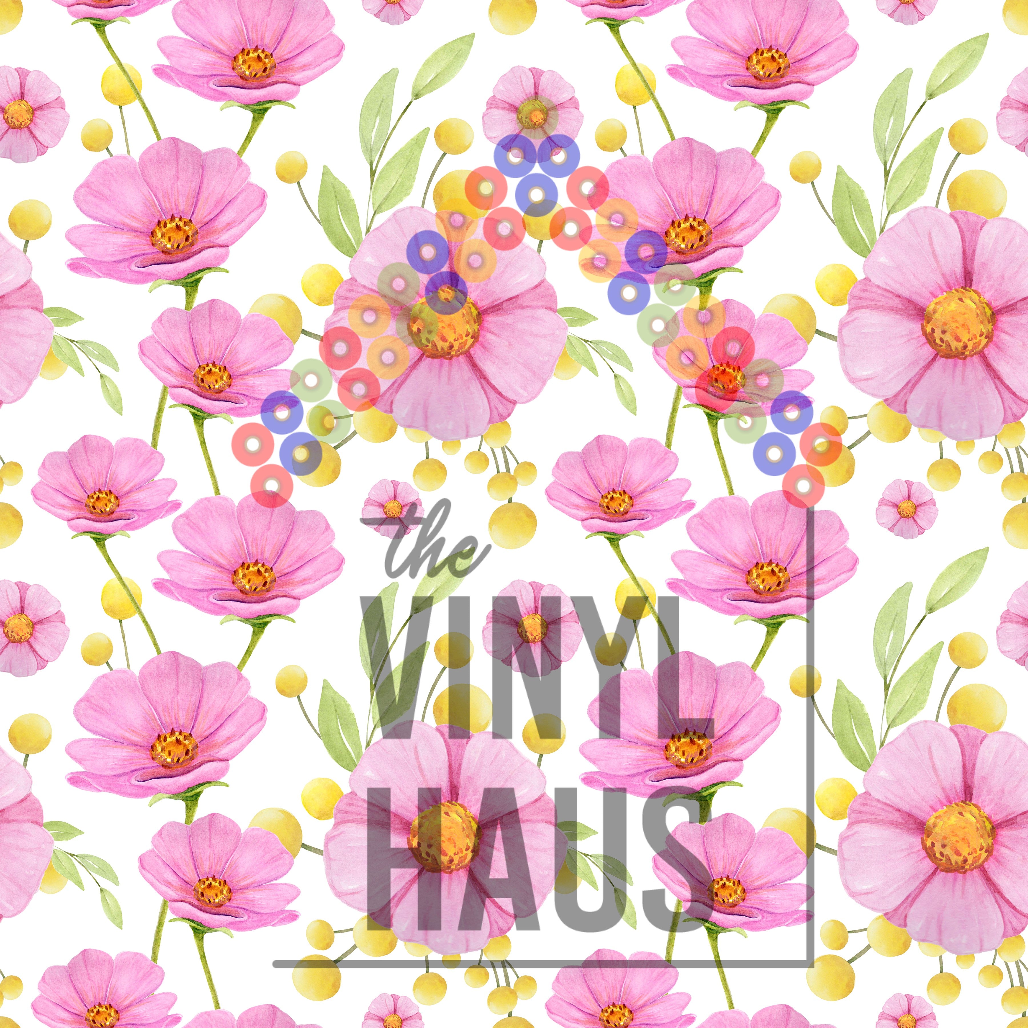 Pink Floral Pattern Vinyl 12" x 12" - The Vinyl Haus
