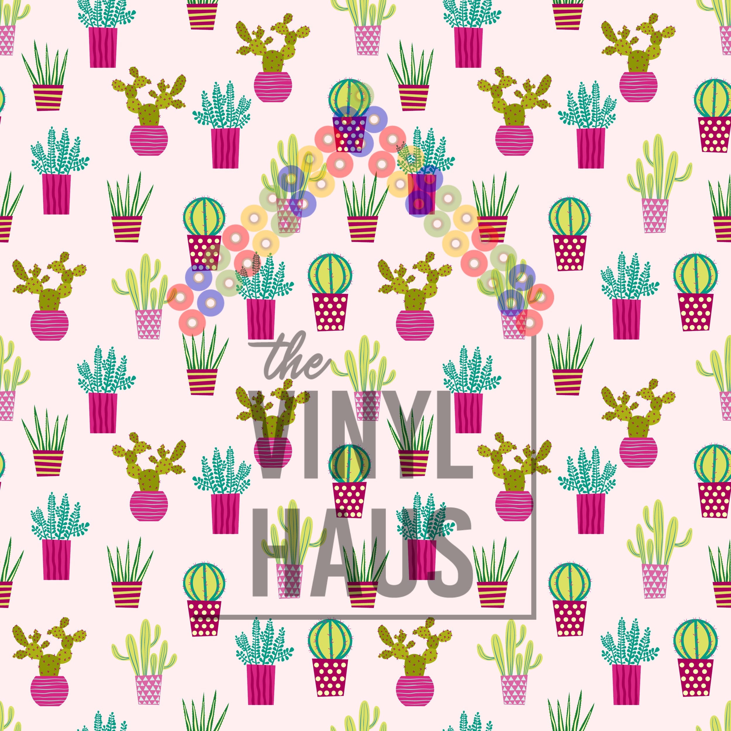 Cactus on Pink Seamless Pattern Vinyl 12" x 12" - The Vinyl Haus