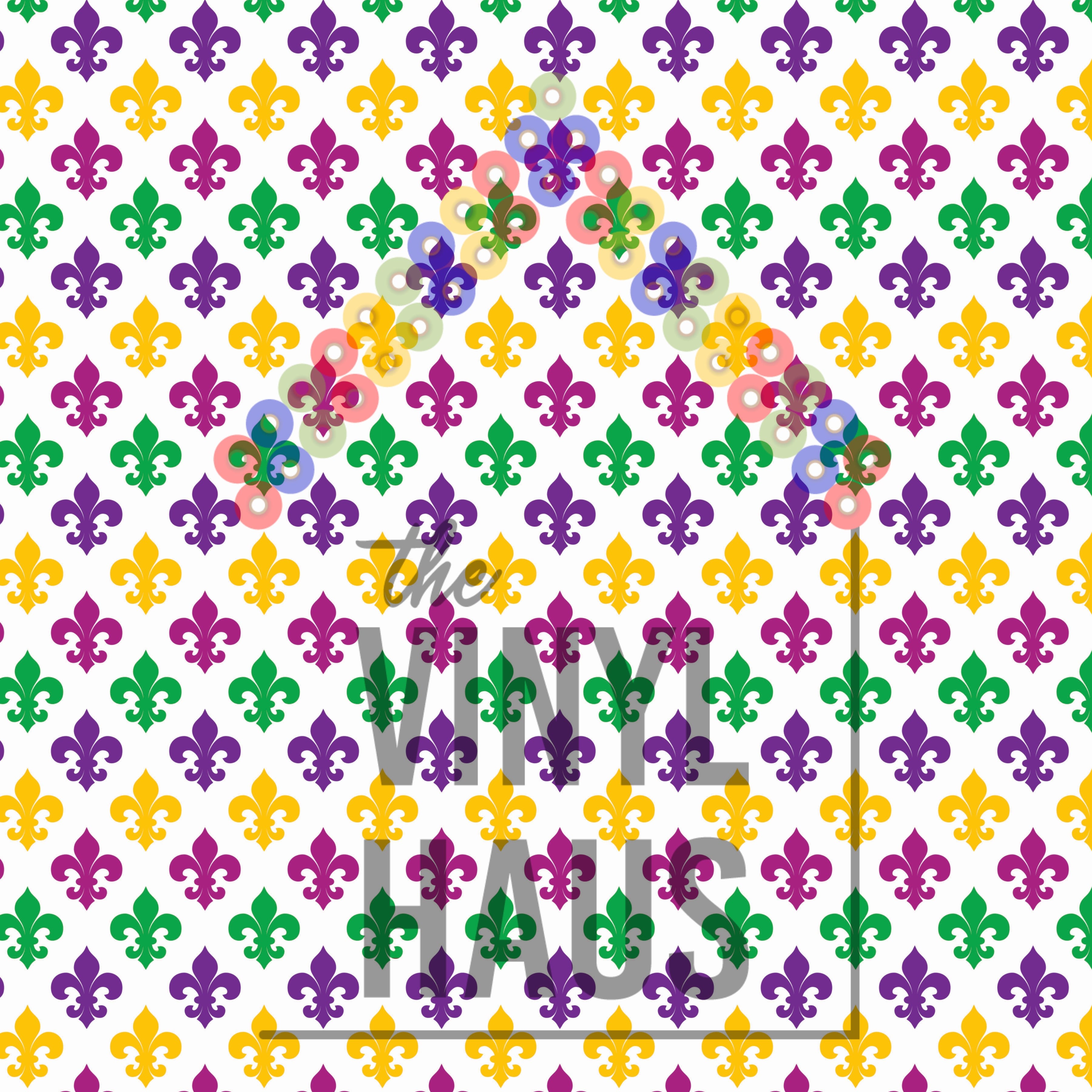 Mardi Gras White Background Pattern Vinyl 12" x 12" - The Vinyl Haus
