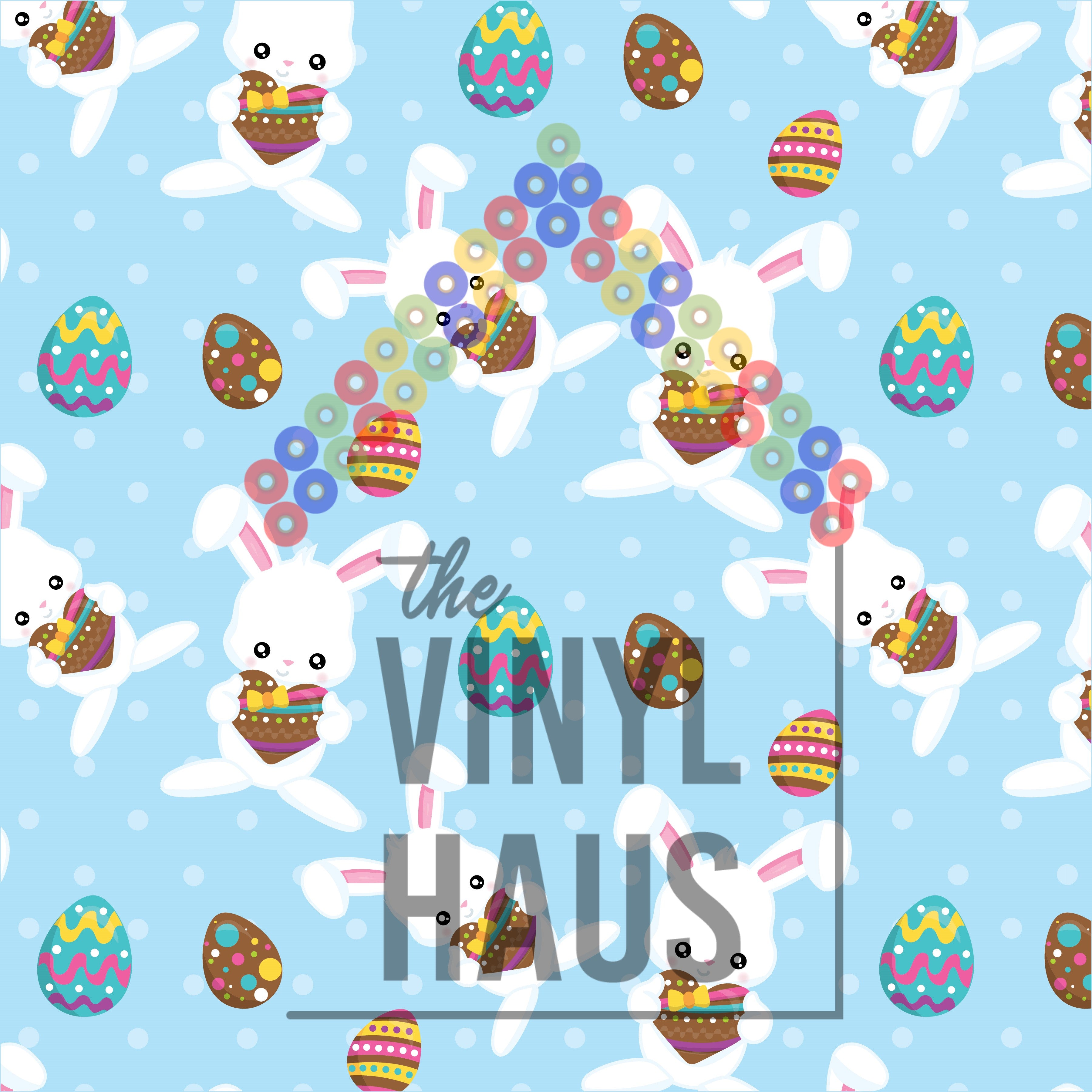 Easter Bunny with Chocolate Egg Pattern Vinyl 12" x 12 - The Vinyl Haus