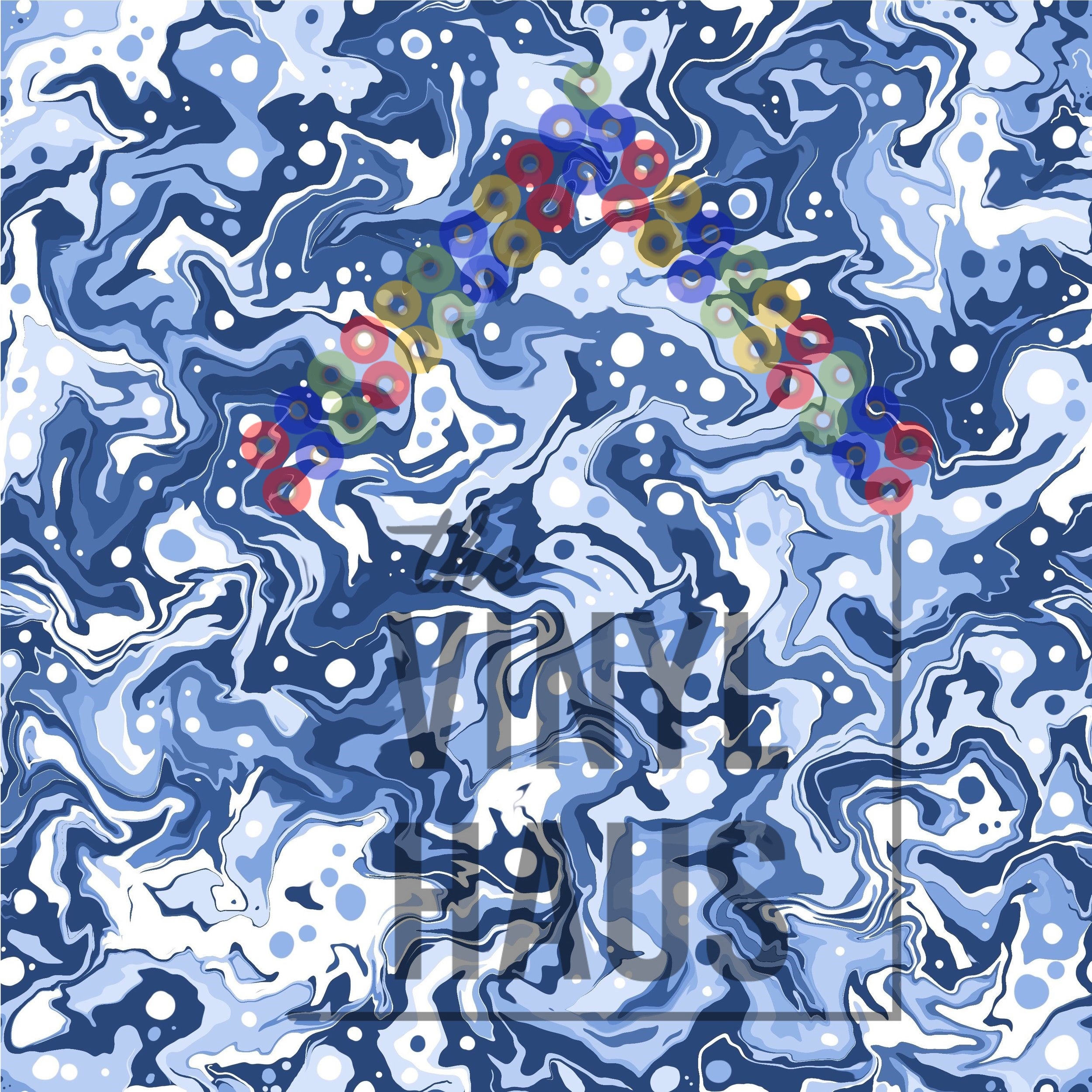 Blue Ocean Marbled Liquid Pattern Vinyl 12" x 12" - The Vinyl Haus