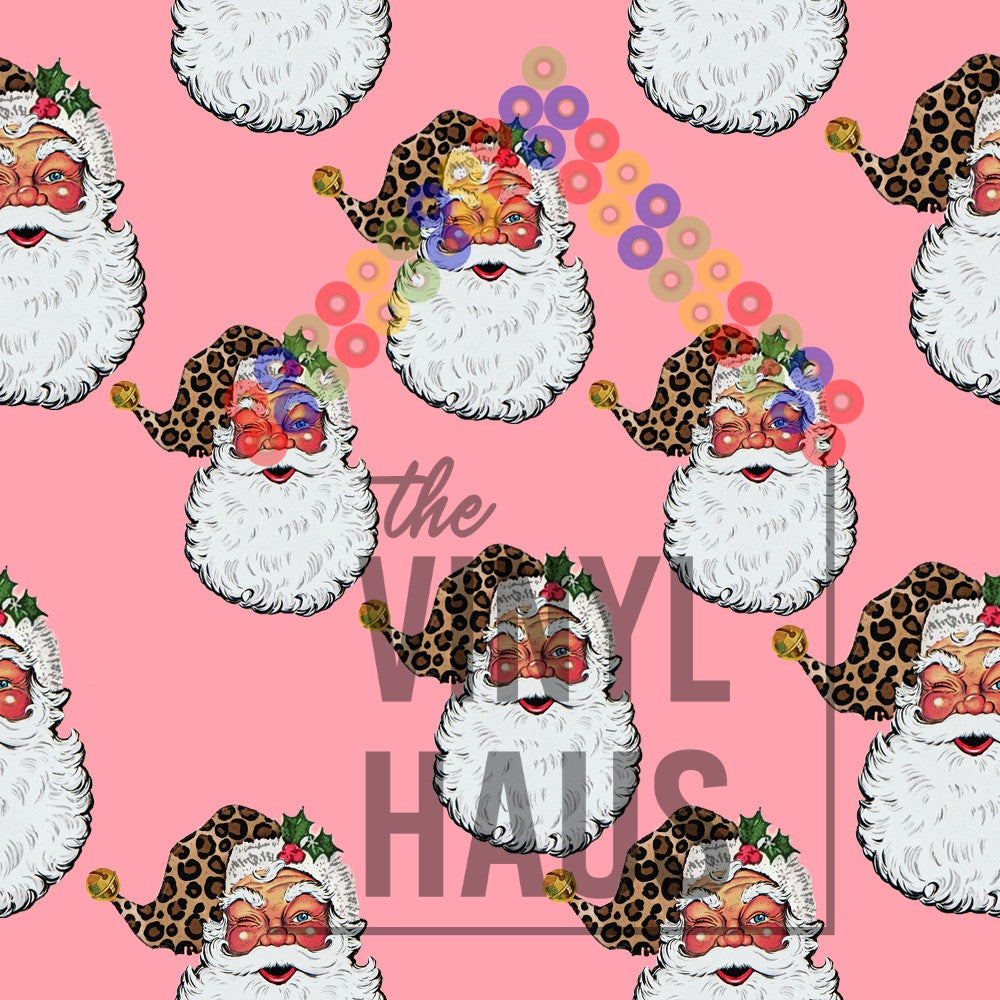 Santa with Pink Background Pattern Vinyl 12" x 12" - The Vinyl Haus