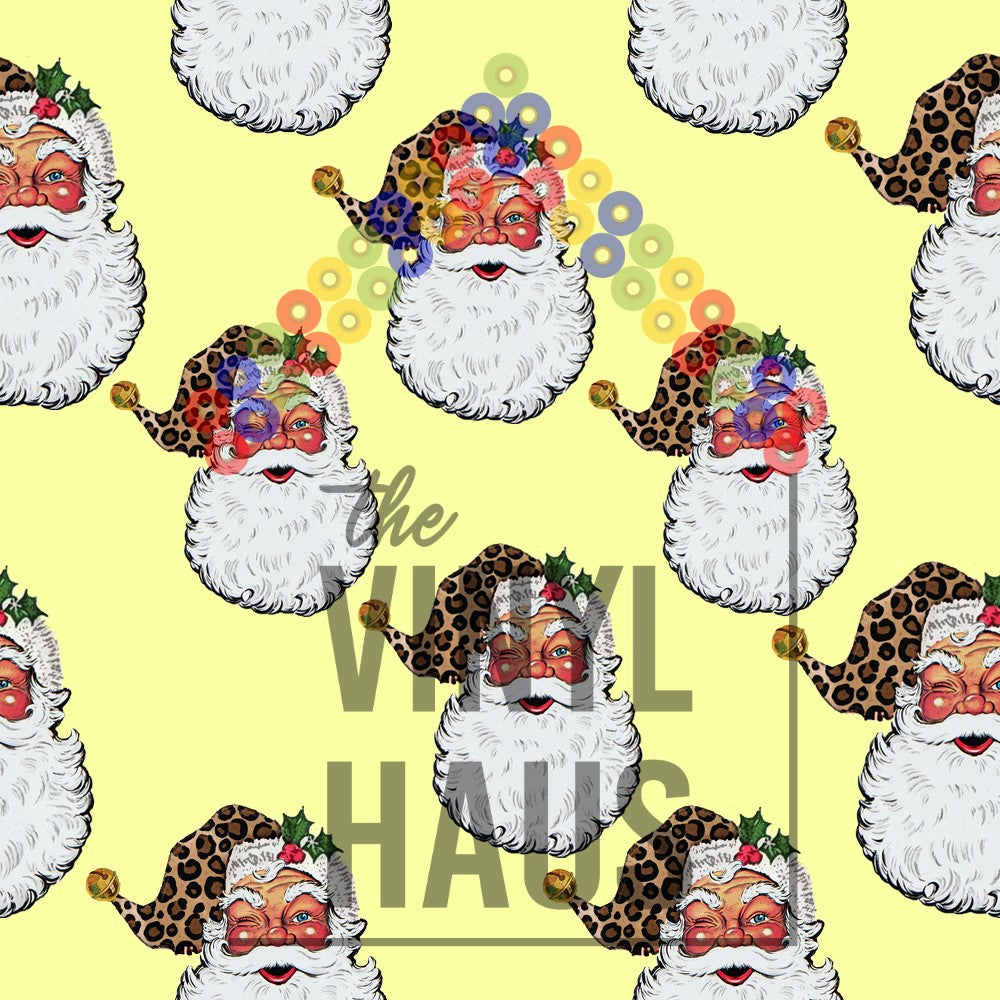 Santa with Yellow Background Pattern Vinyl 12" x 12" - The Vinyl Haus