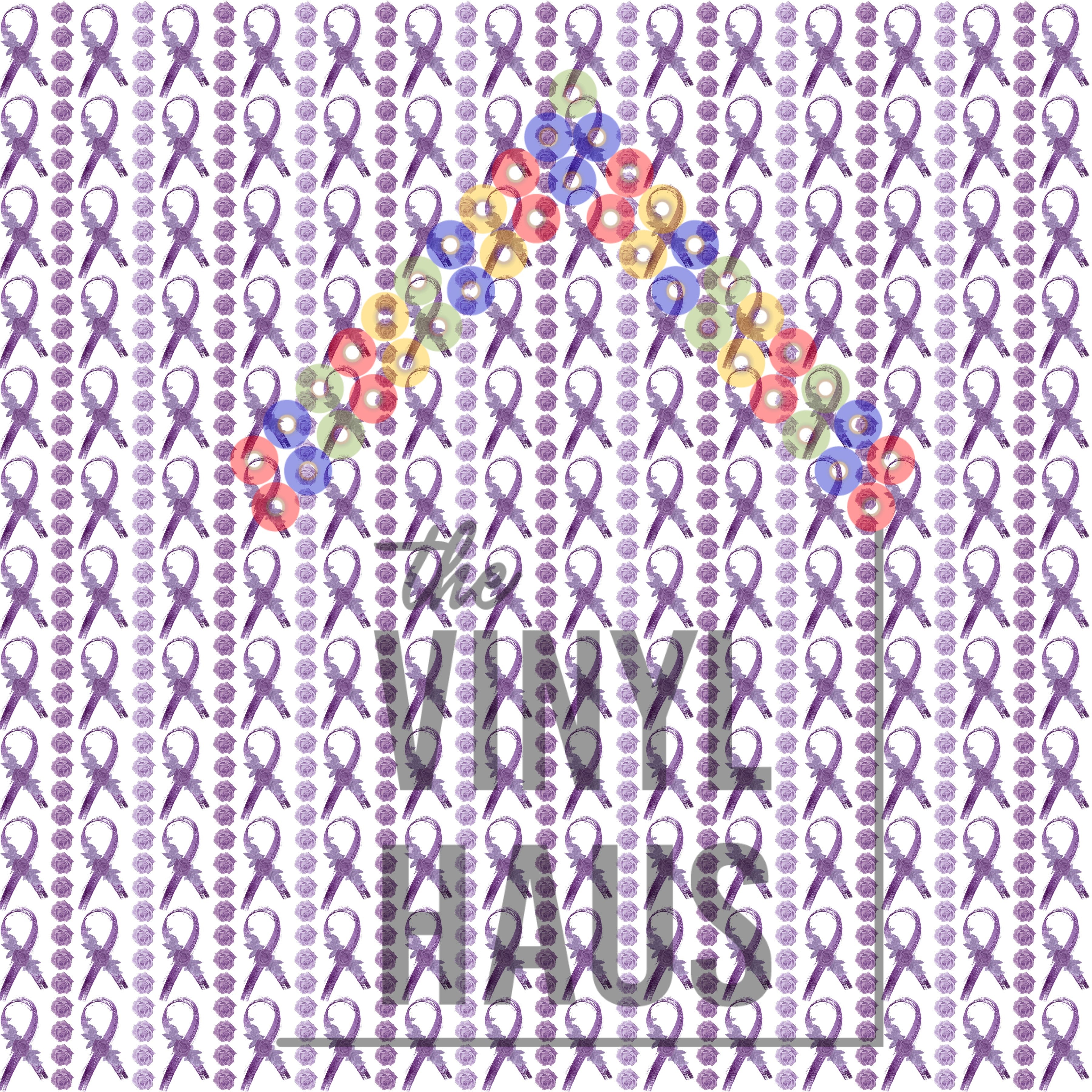 Purple Ribbon with Flowers Pattern Vinyl 12" x 12" - The Vinyl Haus