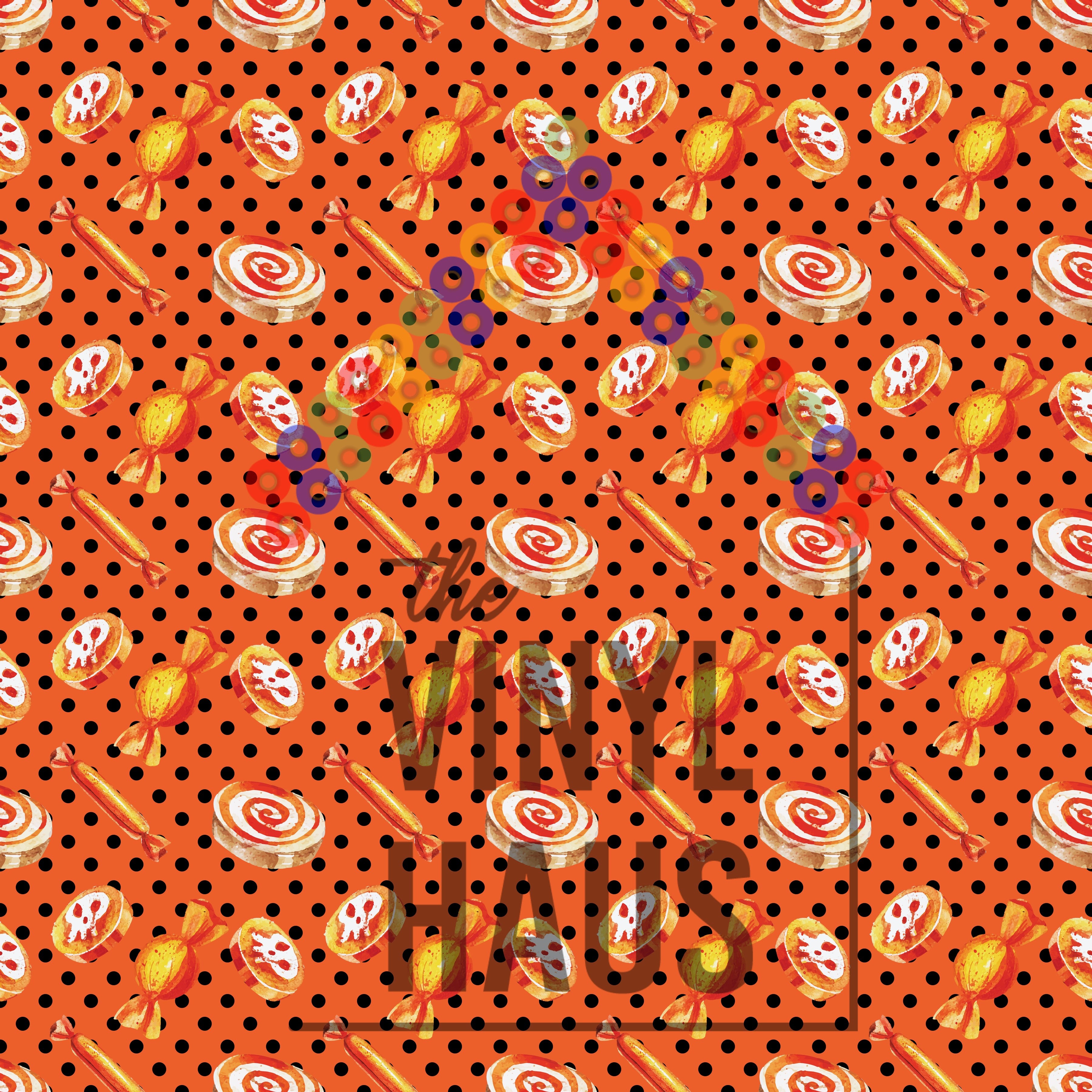 Halloween Candy with Polka Dots Pattern Vinyl 12" x 12" - The Vinyl Haus