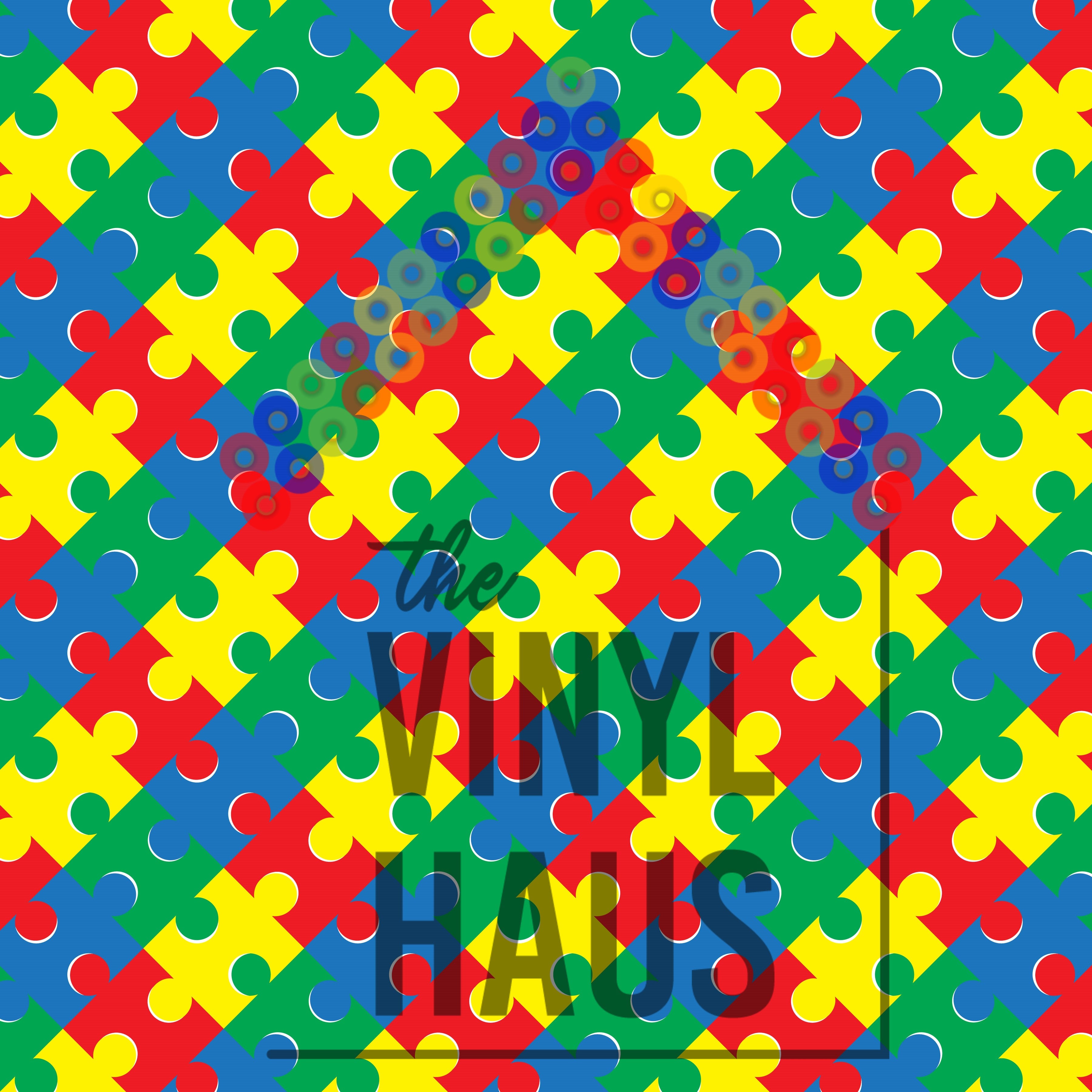 Autism Pieces Diagonal  Pattern Vinyl 12" x 12" - The Vinyl Haus
