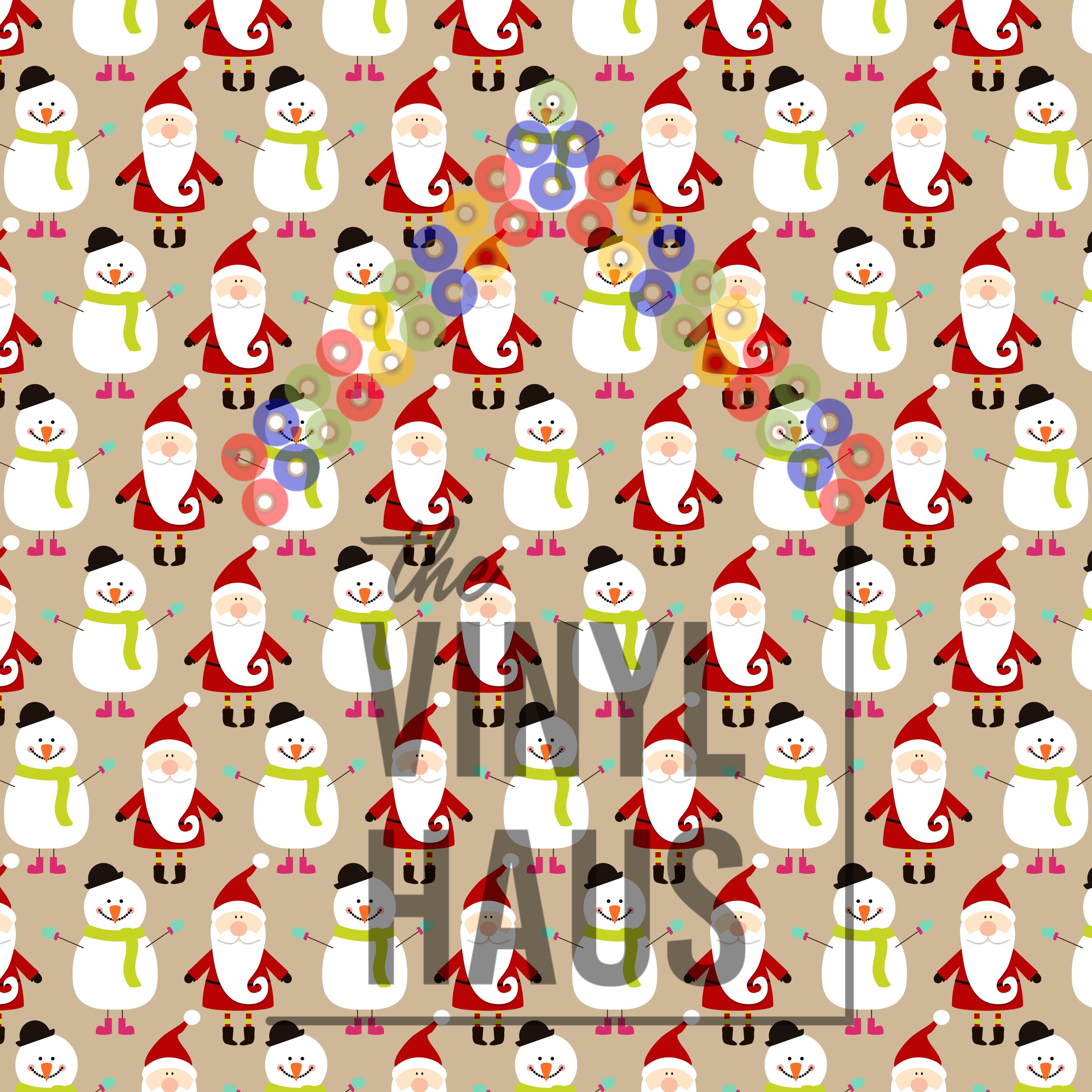 Christmas Santa and Snowman Pattern Vinyl 12" x 12" - The Vinyl Haus