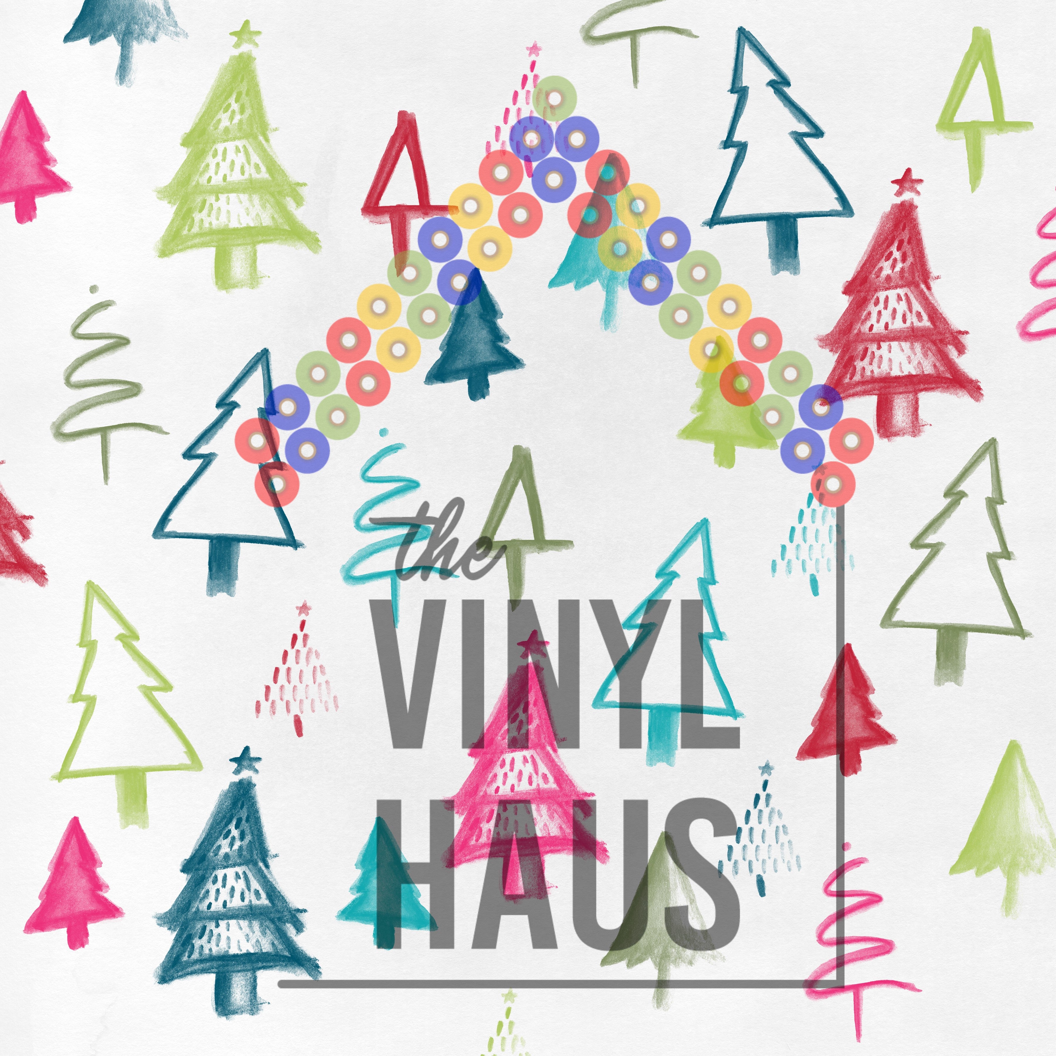 Colorful Christmas Trees Pattern Vinyl 12" x 12" - The Vinyl Haus