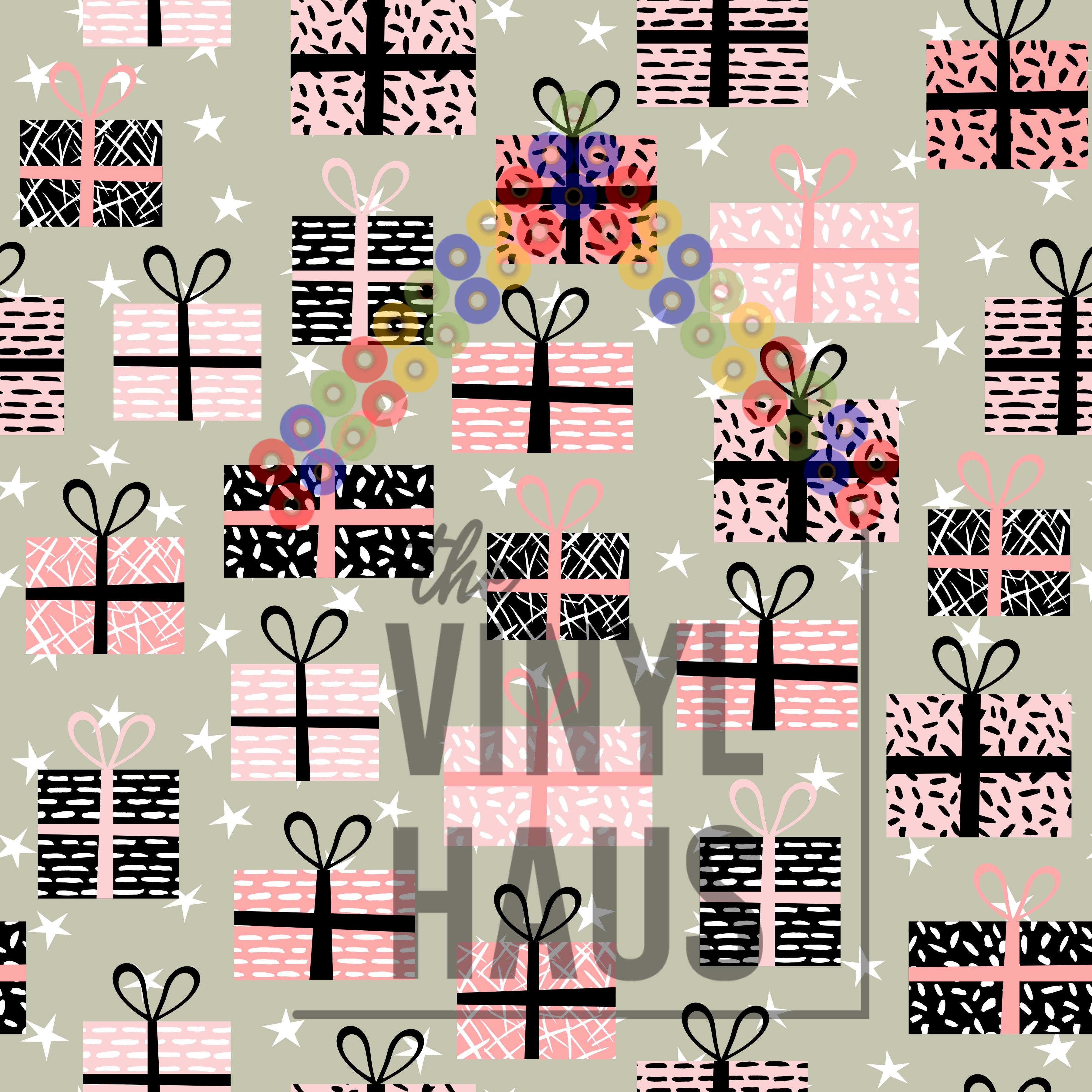 Pink Christmas Presents Pattern Vinyl 12" x 12" - The Vinyl Haus