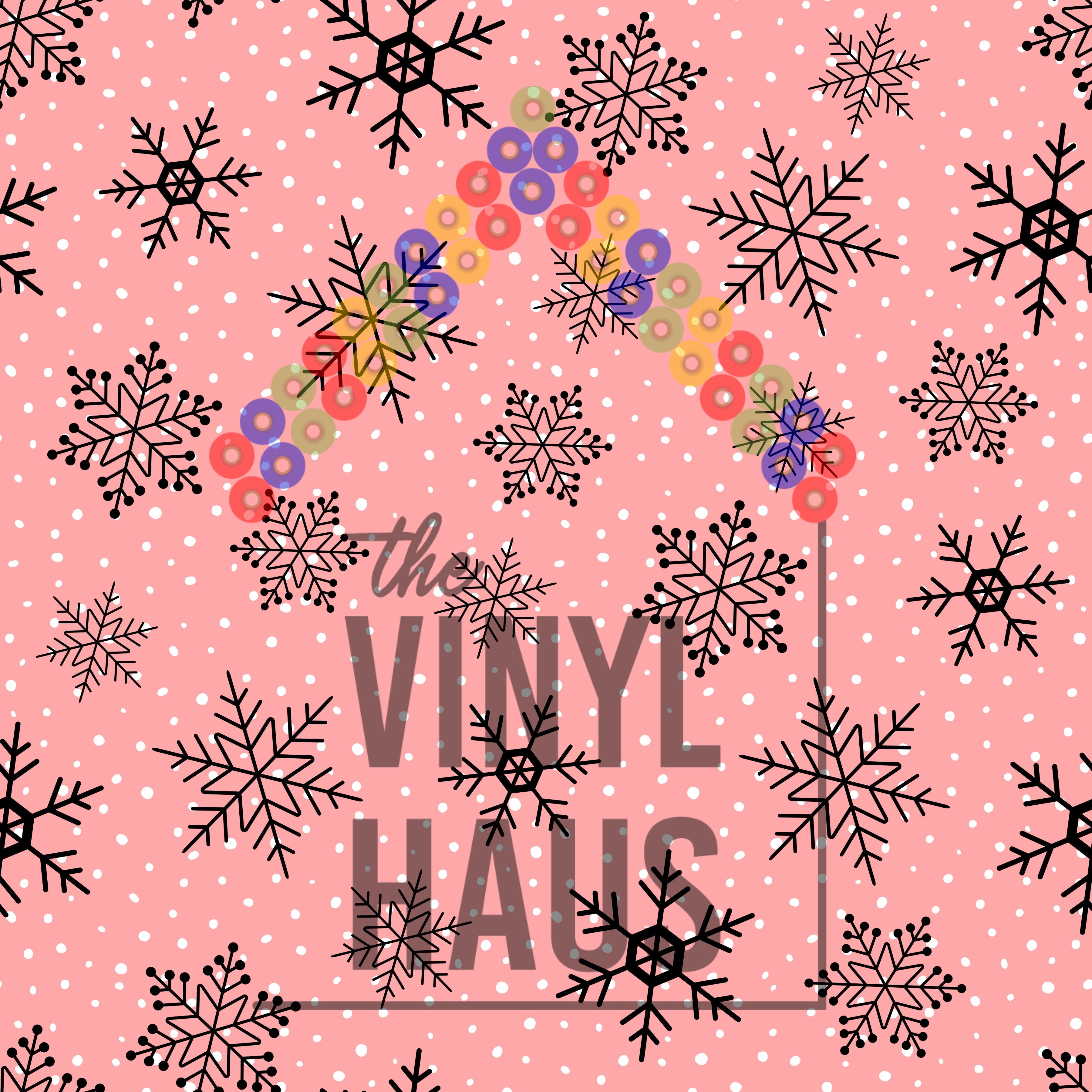 Pink Christmas Snowflake Pattern Vinyl 12" x 12" - The Vinyl Haus